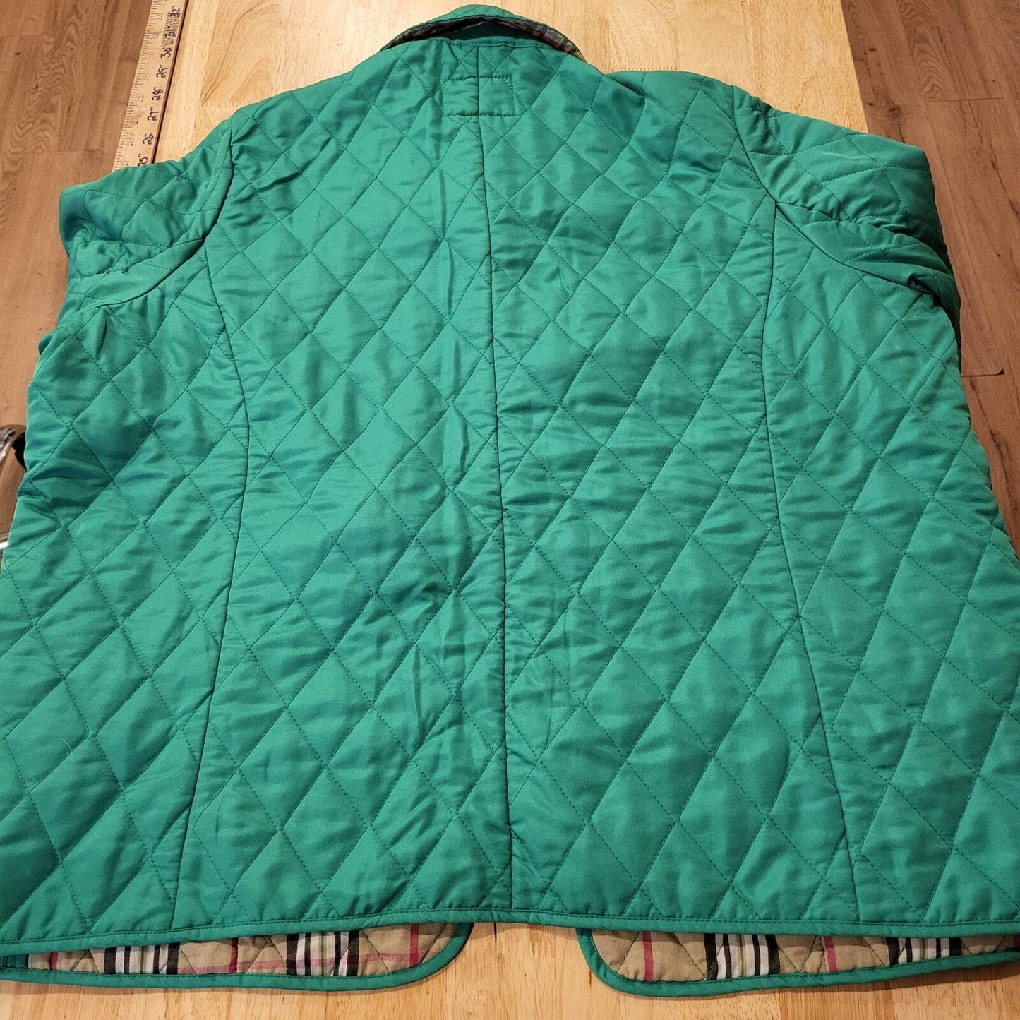 Selena Sport Green Quilted Jacket Plaid Tartin Lined Pockets XL