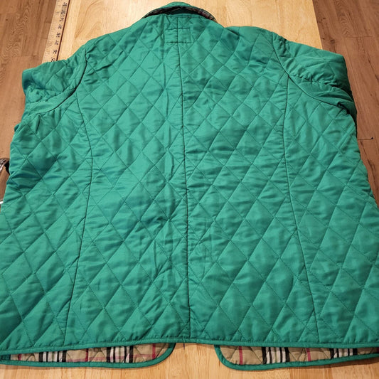 Selena Sport Green Quilted Jacket Plaid Tartin Lined Pockets XL