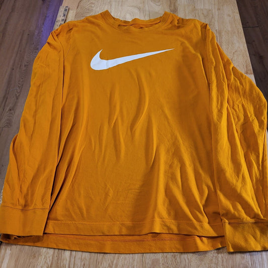 The Nike Tee Dry Fit Orange Long Sleeve Jersey T-shirt Large 21" Pit 2 Pit