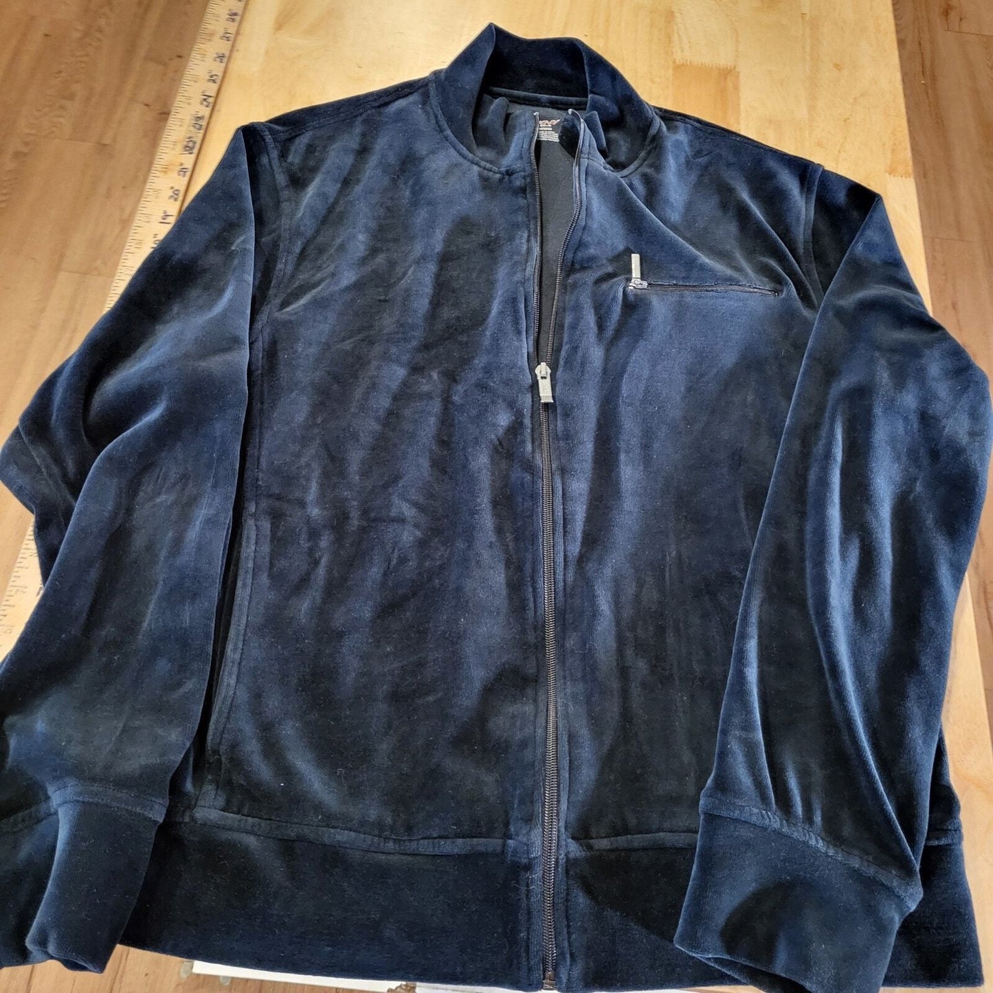 Black Terry Full Zip DKNY Track Jacket Cotton Blend Medium