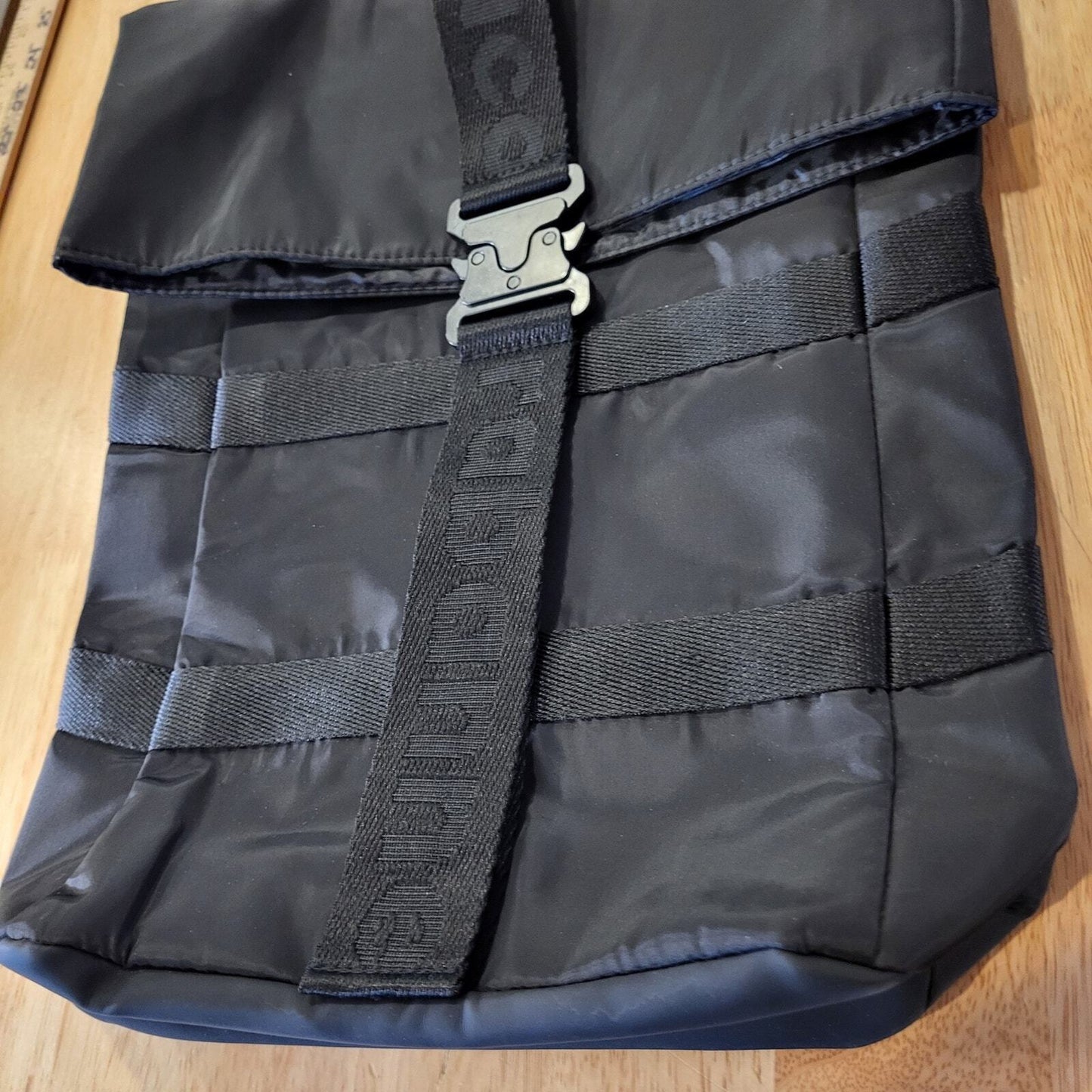 Paco Rabanne Black Padded Bag Metal Clasp Nylon Straps  Very Clean 15"x12"