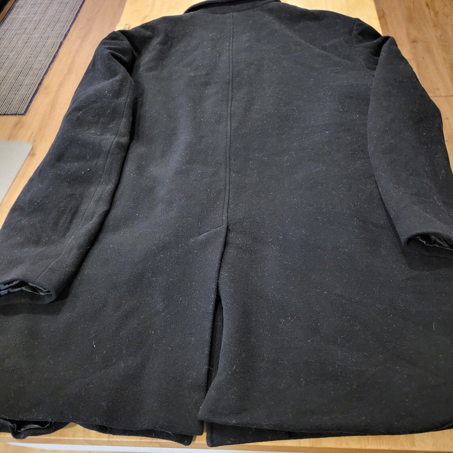 Black Wool Cashmere Banana Republic Pea Coat 25" P2P 34" Long Large