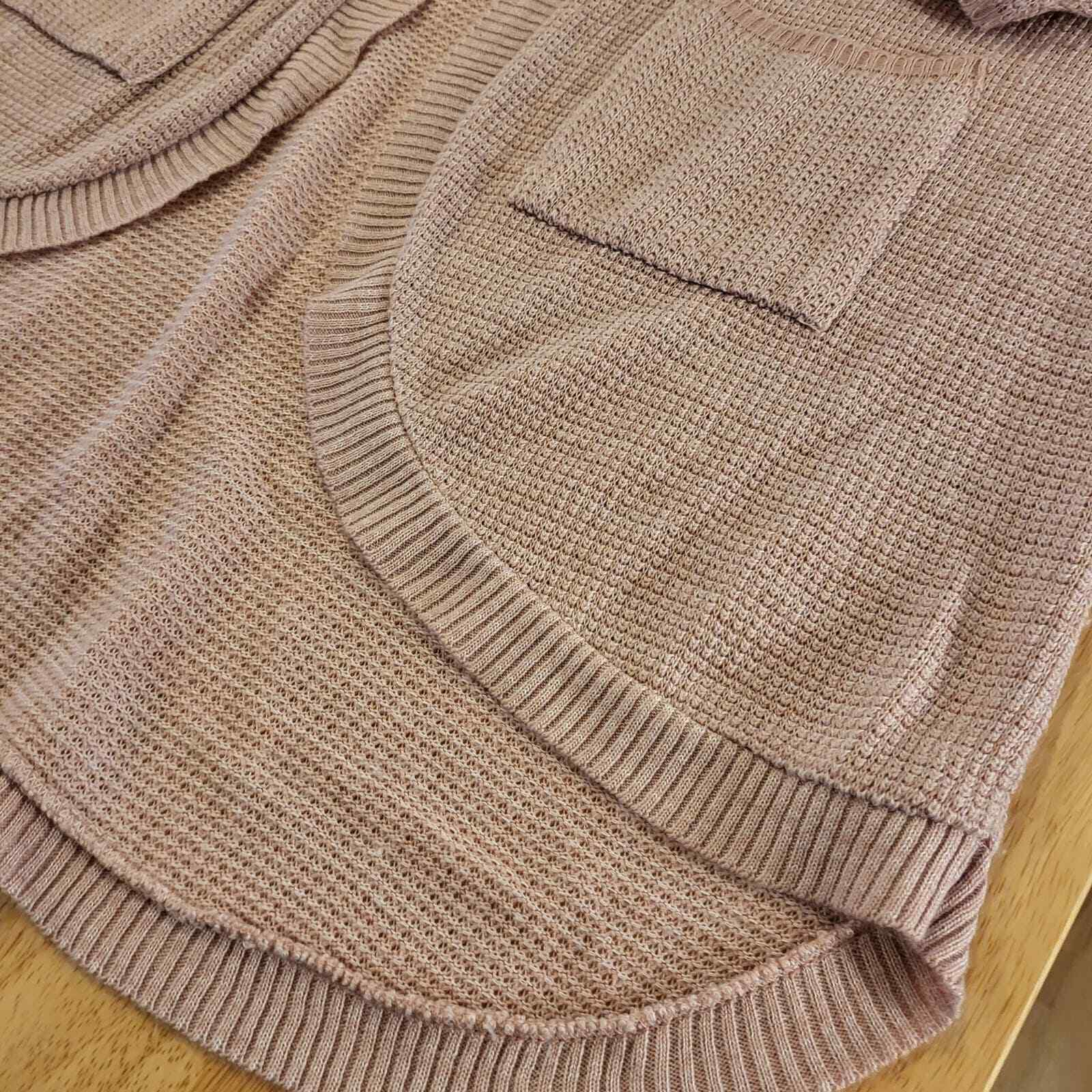 Pink Knit Cardigan Back Cutout Curved Hem Long Sleeve Balletcore