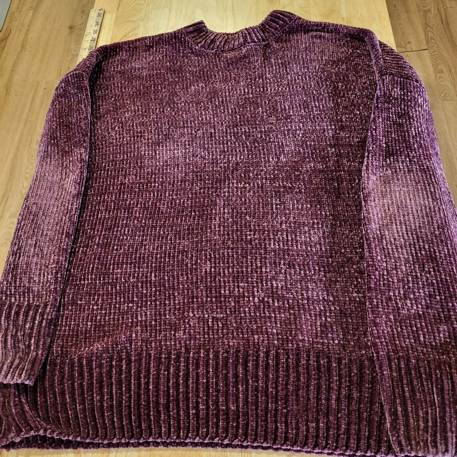 Purple Chenille Knit Sweater Zenana Outfitters XL Soft Lush Oversized 