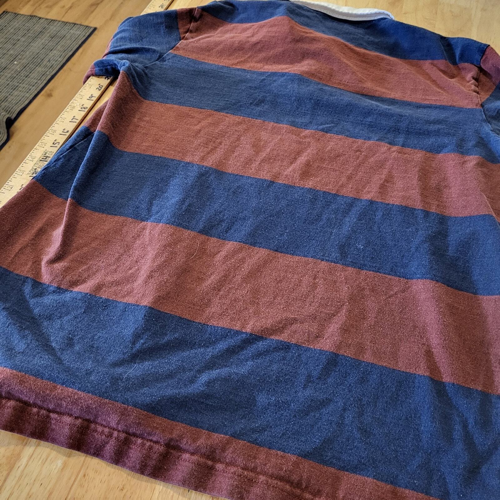Psycho Bunny Maroon & Blue Rugby Shirt White Collar Logo (see bleach marks) 