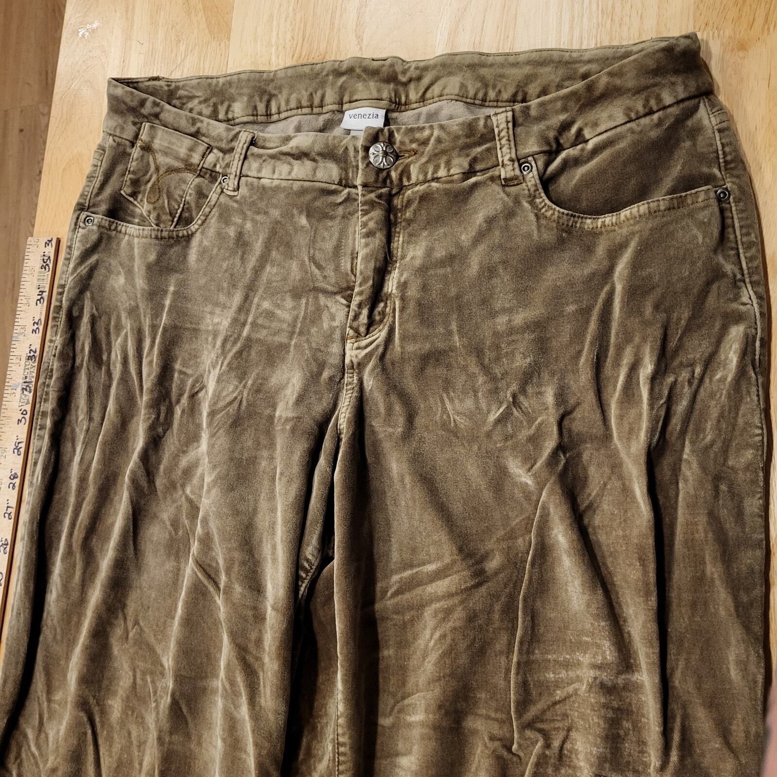 Vanezia Camel Soft Cotton Blend Velvet Straight Leg Pants SZ. 16 29" Inseam
