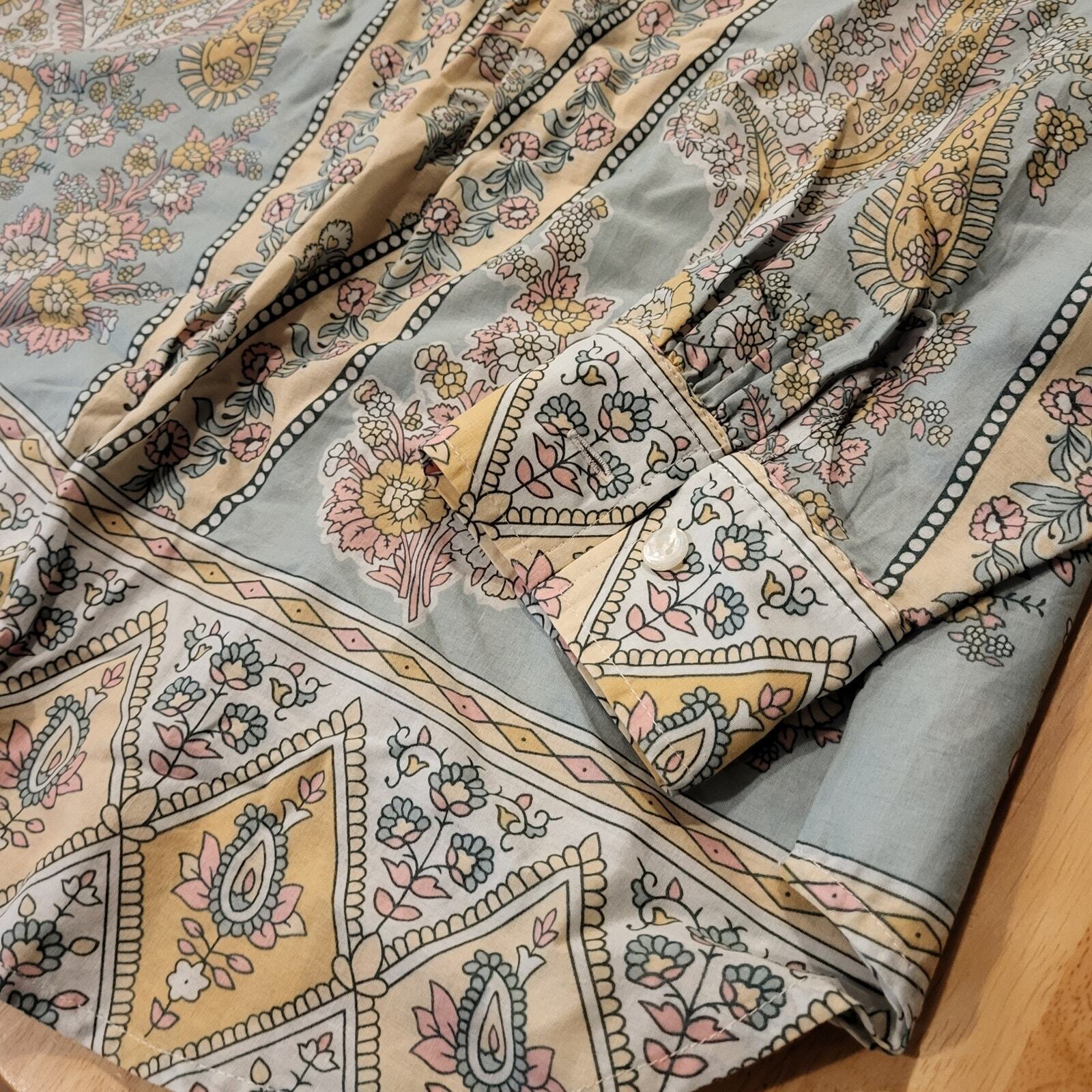 Soft Surroundings Voile Tabitha Tunic Blouse Paisley Petite Medium Collared
