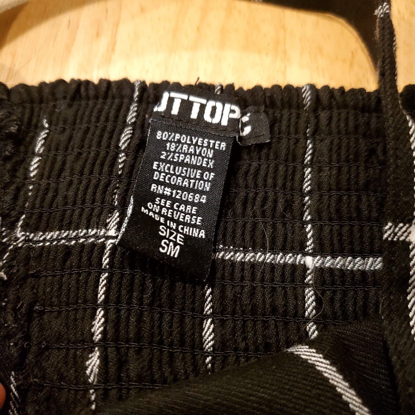Hot Topic Black Pinafore With White Check Silver Hardware Shirred Back Sm