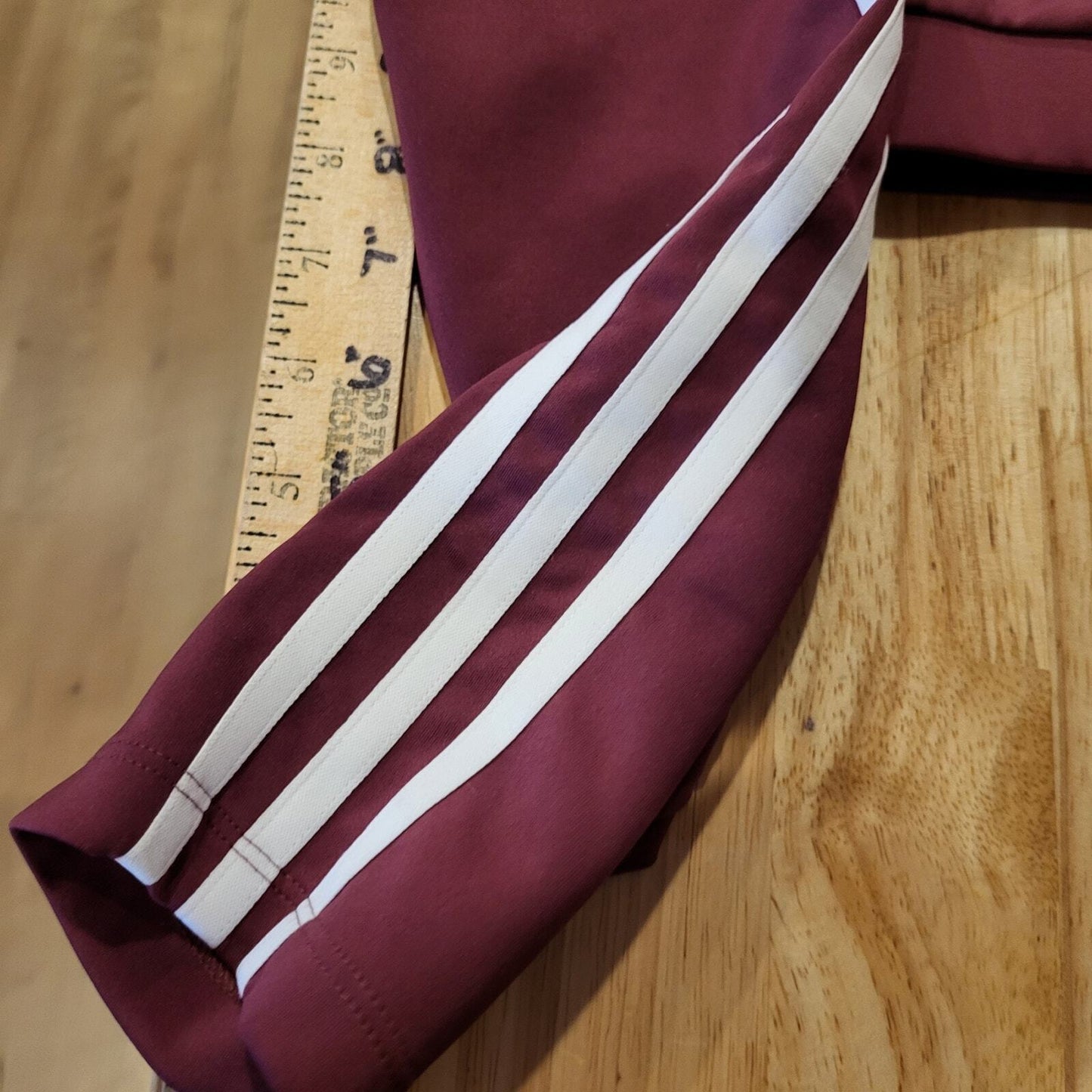 Adidas Originals Maroon Burgandy Long Sleeve Cropped Top Arm Stripe Stretch XL