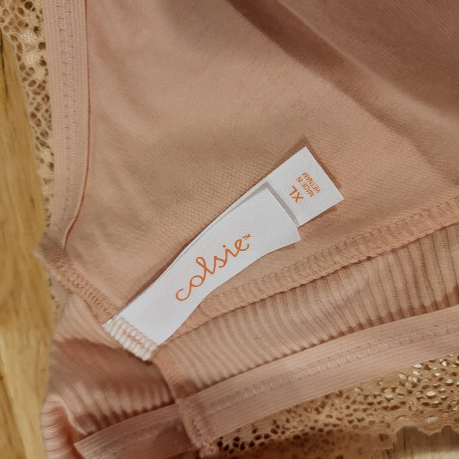 Colsie Peach Lace Bralette Adustable Straps XL Cotton 30" 