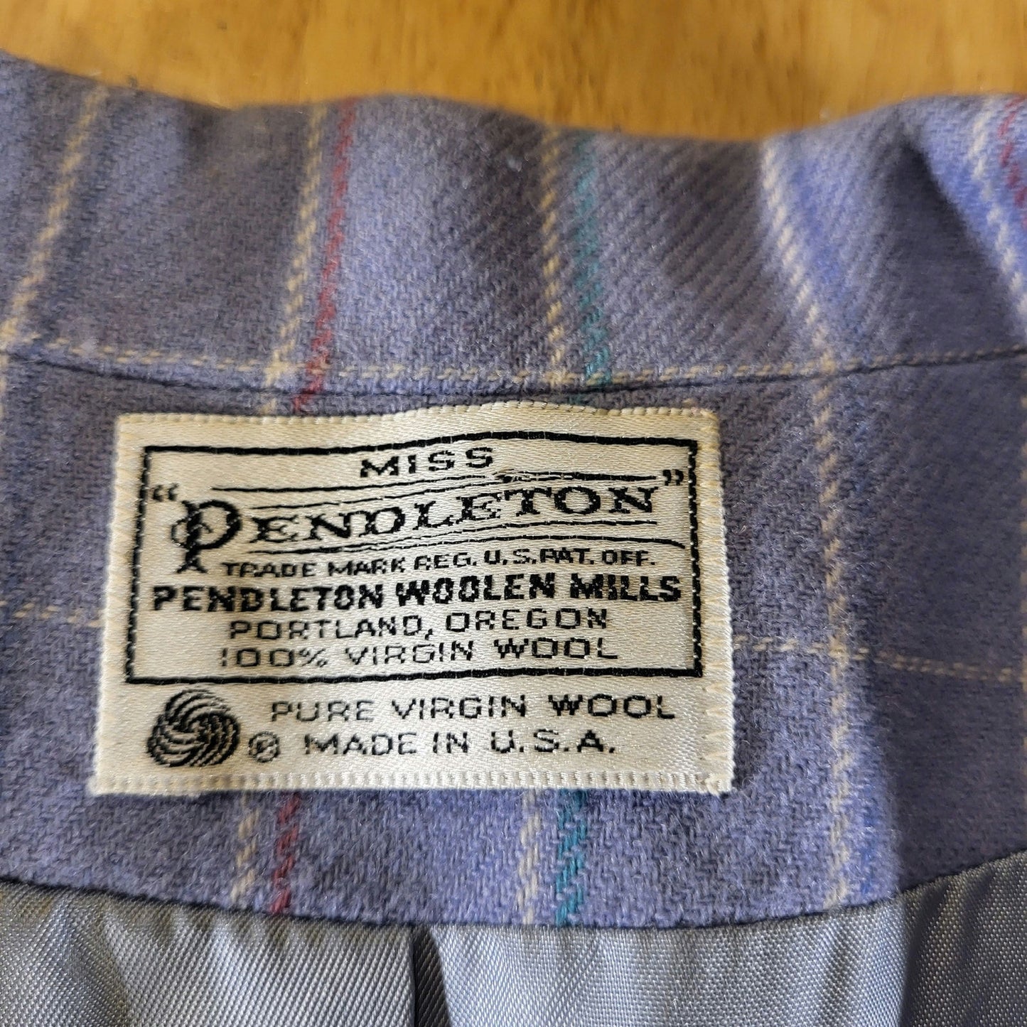 Miss Pendleton Lavender Purple Made is U.S.A. Wool Plaid Coat Sz 12 