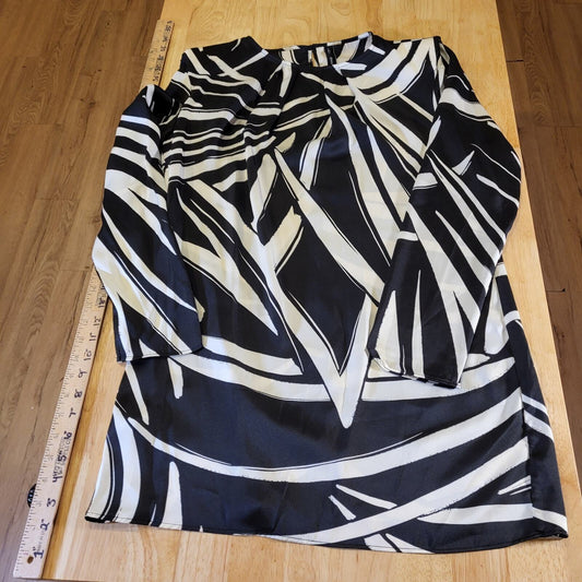 Mango Abstract Print Long Sleeve Mini Dress sz 6 20" P2P 30" Long
