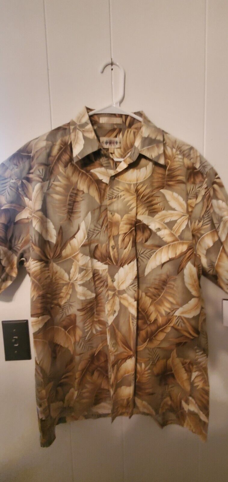 Campia Moda Hawaiian Shirt Men Extra Large Brown Button Down Short Sleeve 