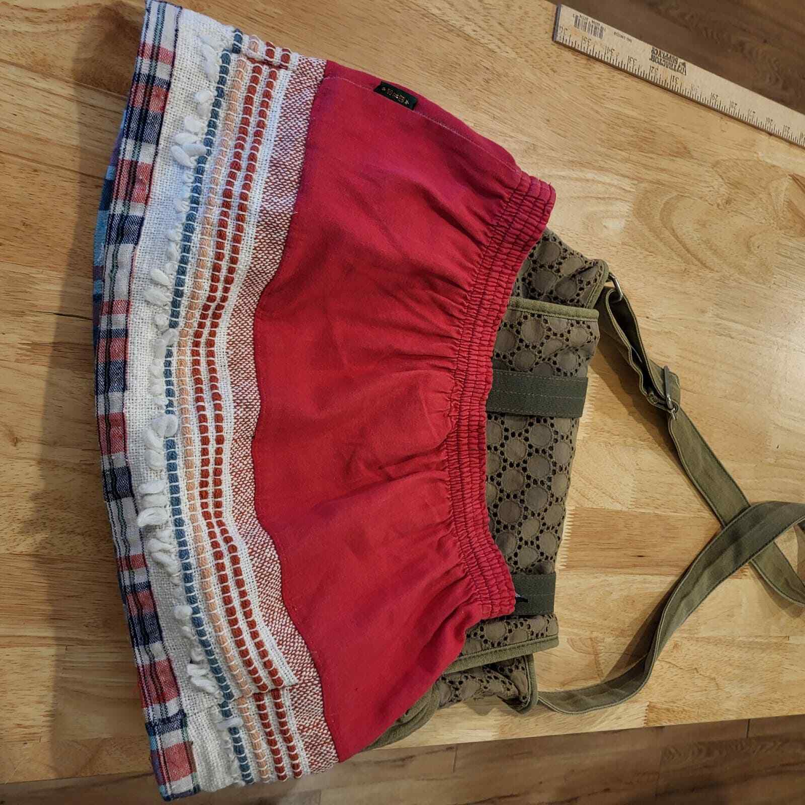 #upcycled vintage Red Elastic waist Mini Skirt Bohemian Hand Made 