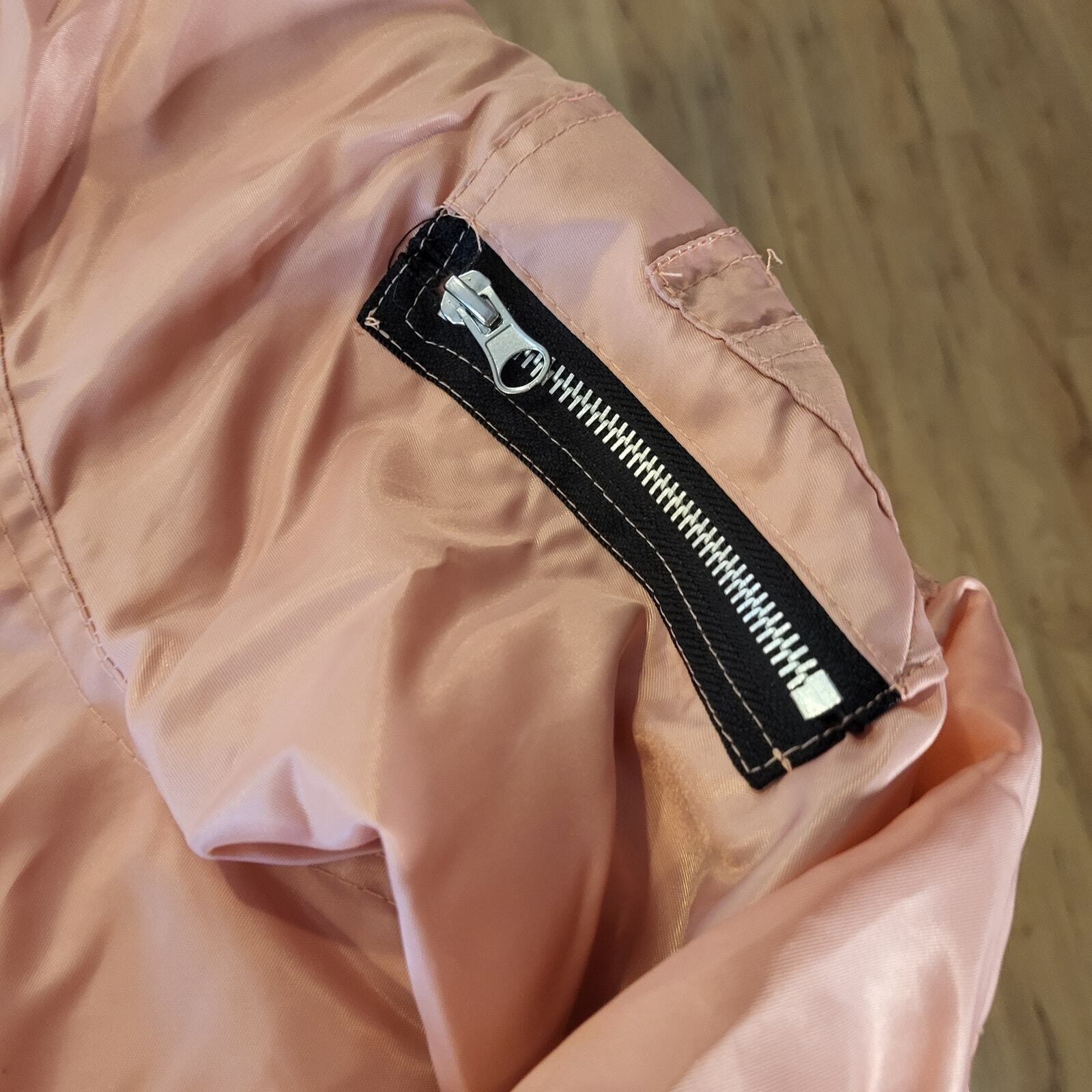 Brooklyn Cloth Pink Bomber Jacket Orange Lining Medium 23" Pit to Pit