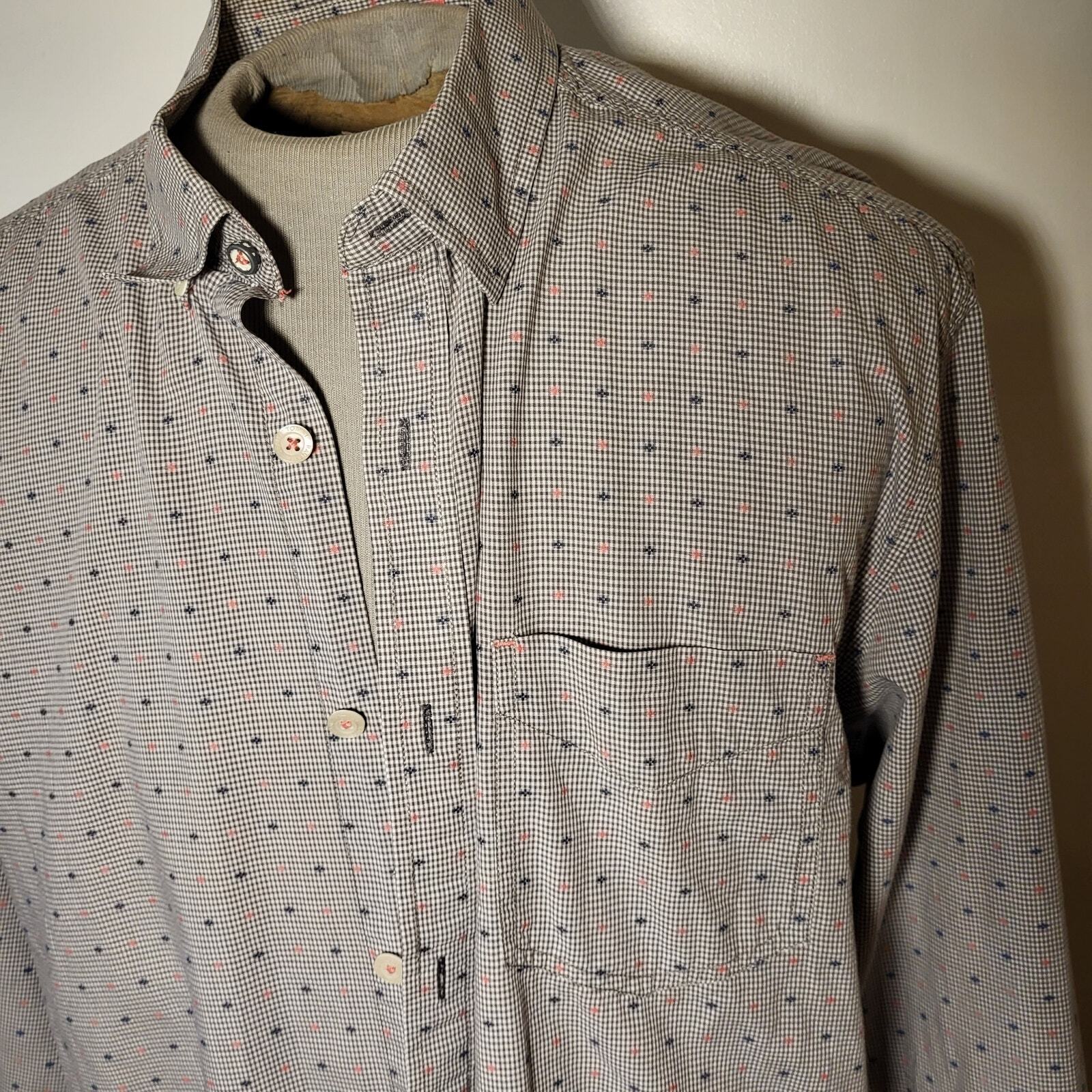 Tommy Bahama Jeans Blue Striped Cotton Shirt XL Collar Button Pocket