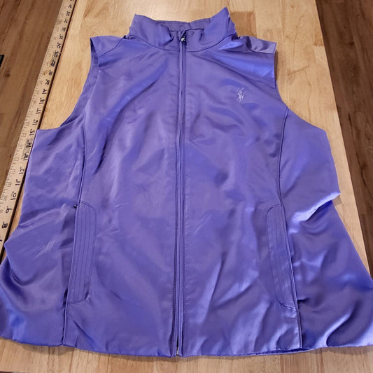 Purple Ralph Lauren Golf Zip Vest XL Pockets Breathable 22" P2P 22" Long