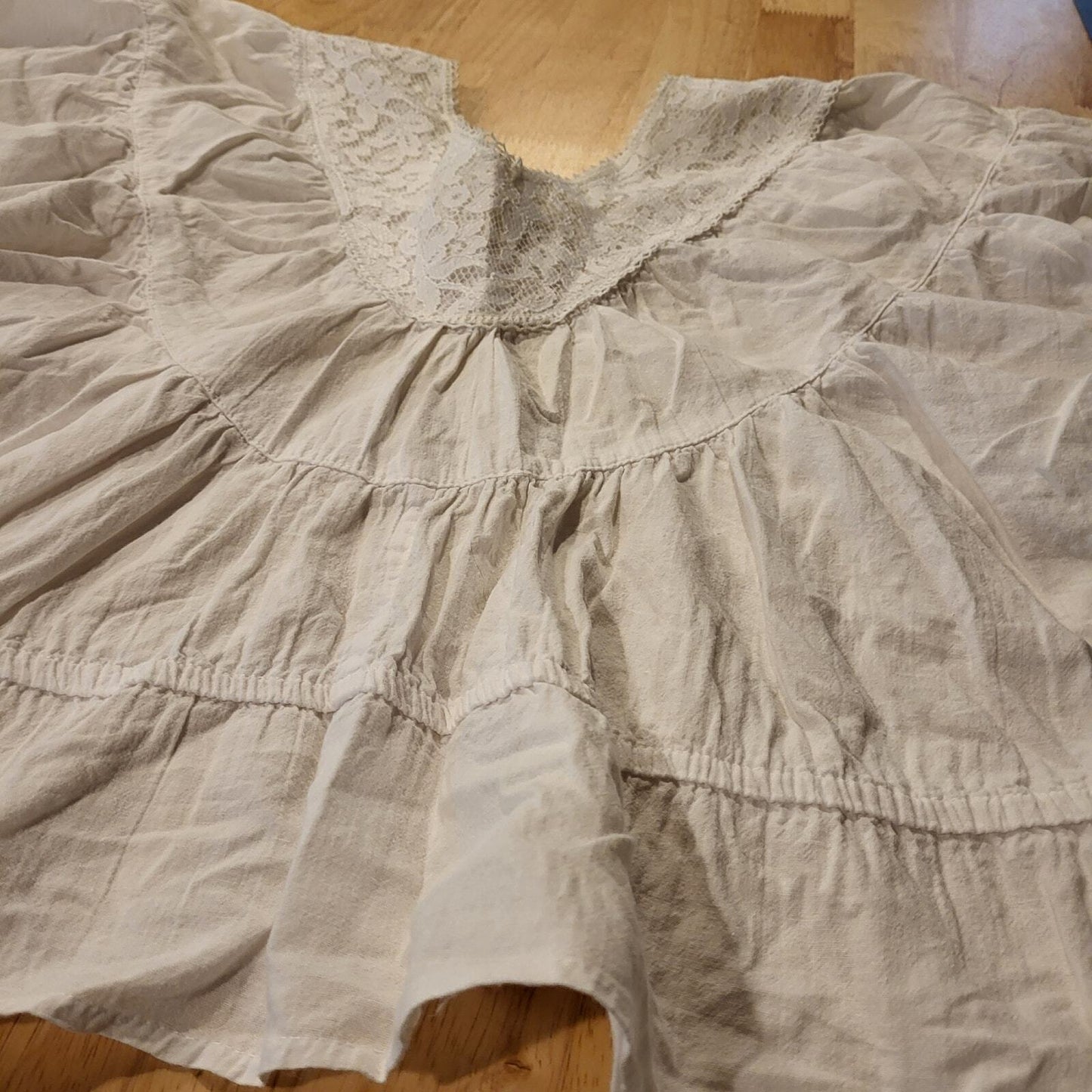 Byer California Cotton Lace Wing Sleeve White Blouse 19" Pit2Pit Small