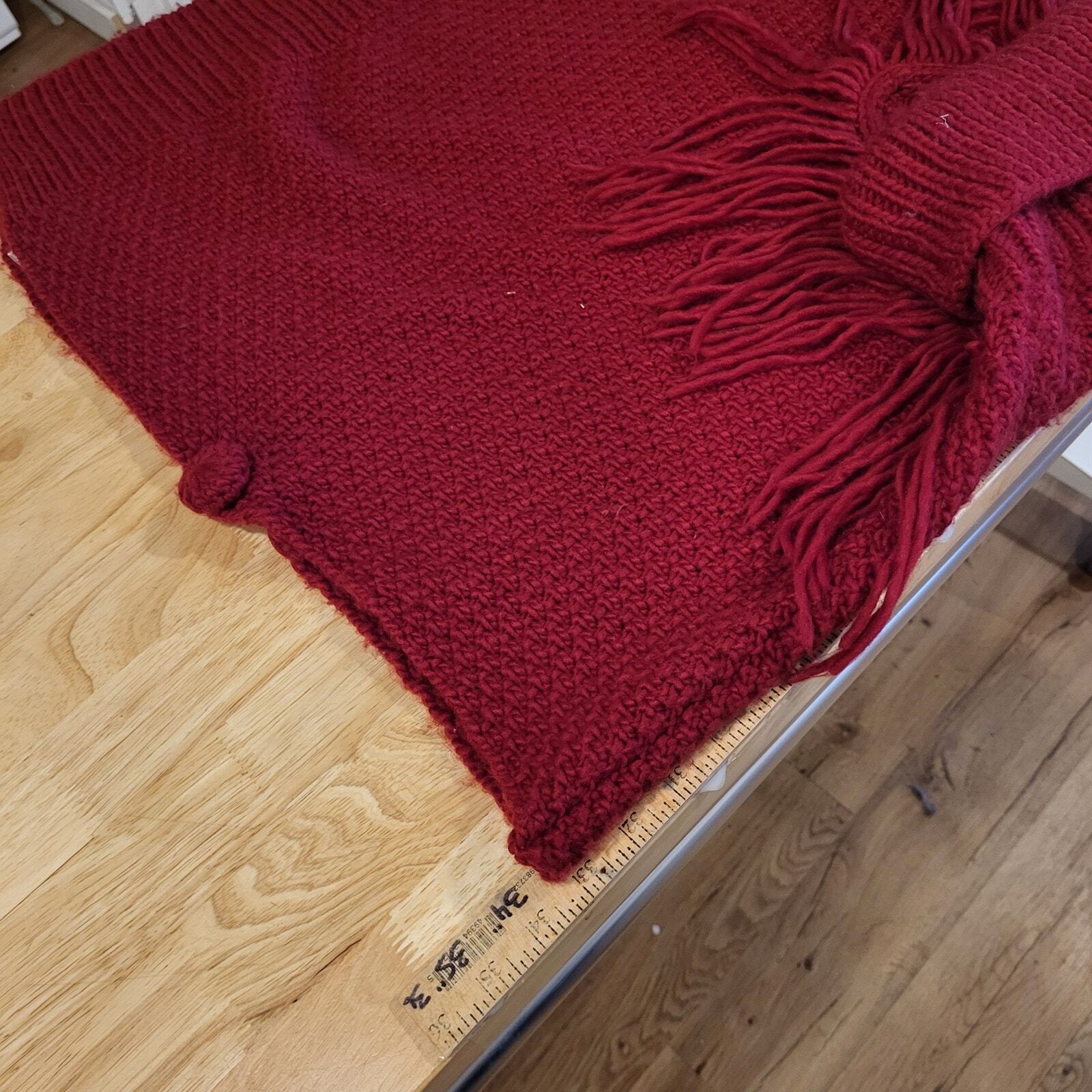 Vintage Burgundy Knit Turtle Neck Poncho Sweater 25" Long 33" Wide
