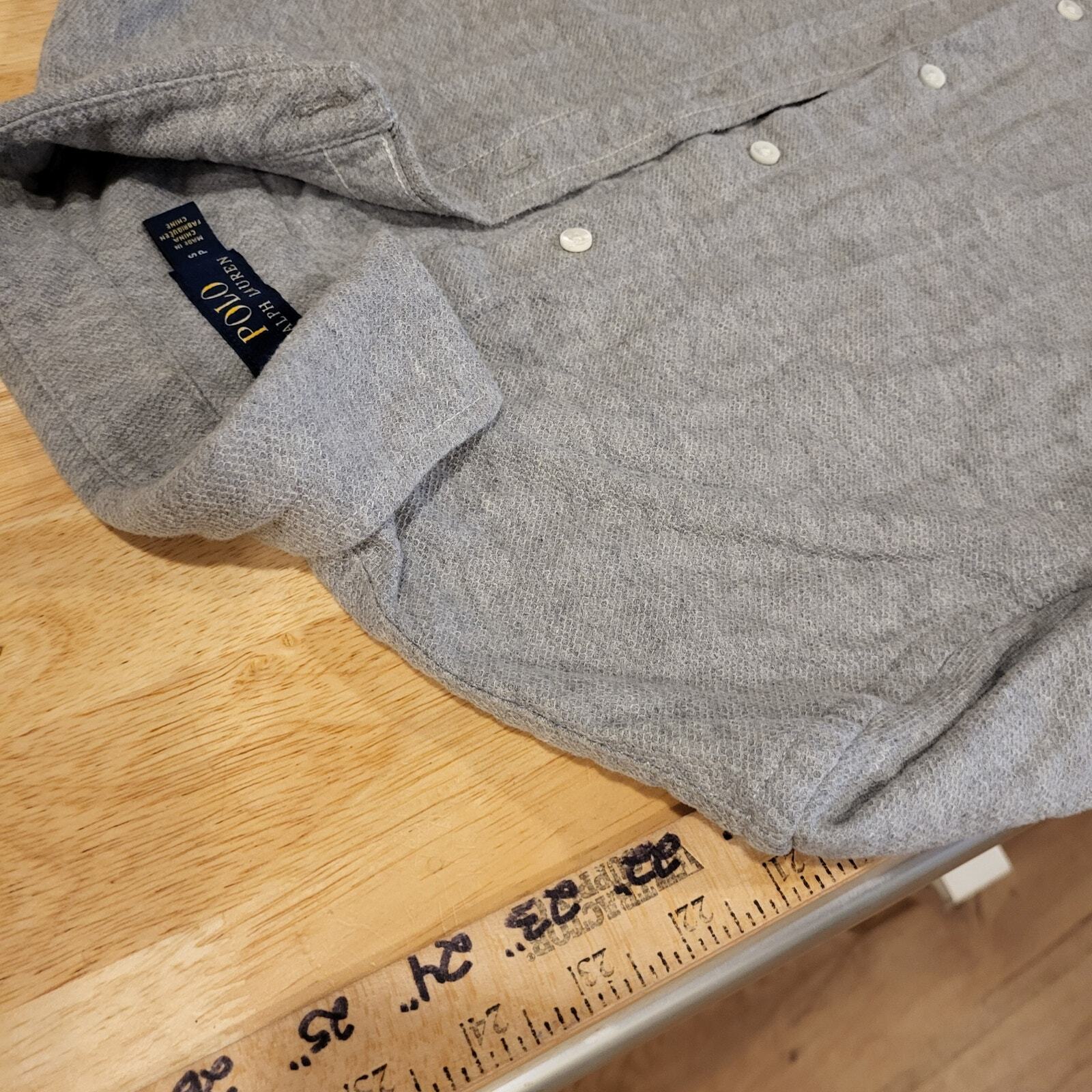 Heather Gray Waffle Knit Women's PS Button Down Collar Shirt Long Sleeve