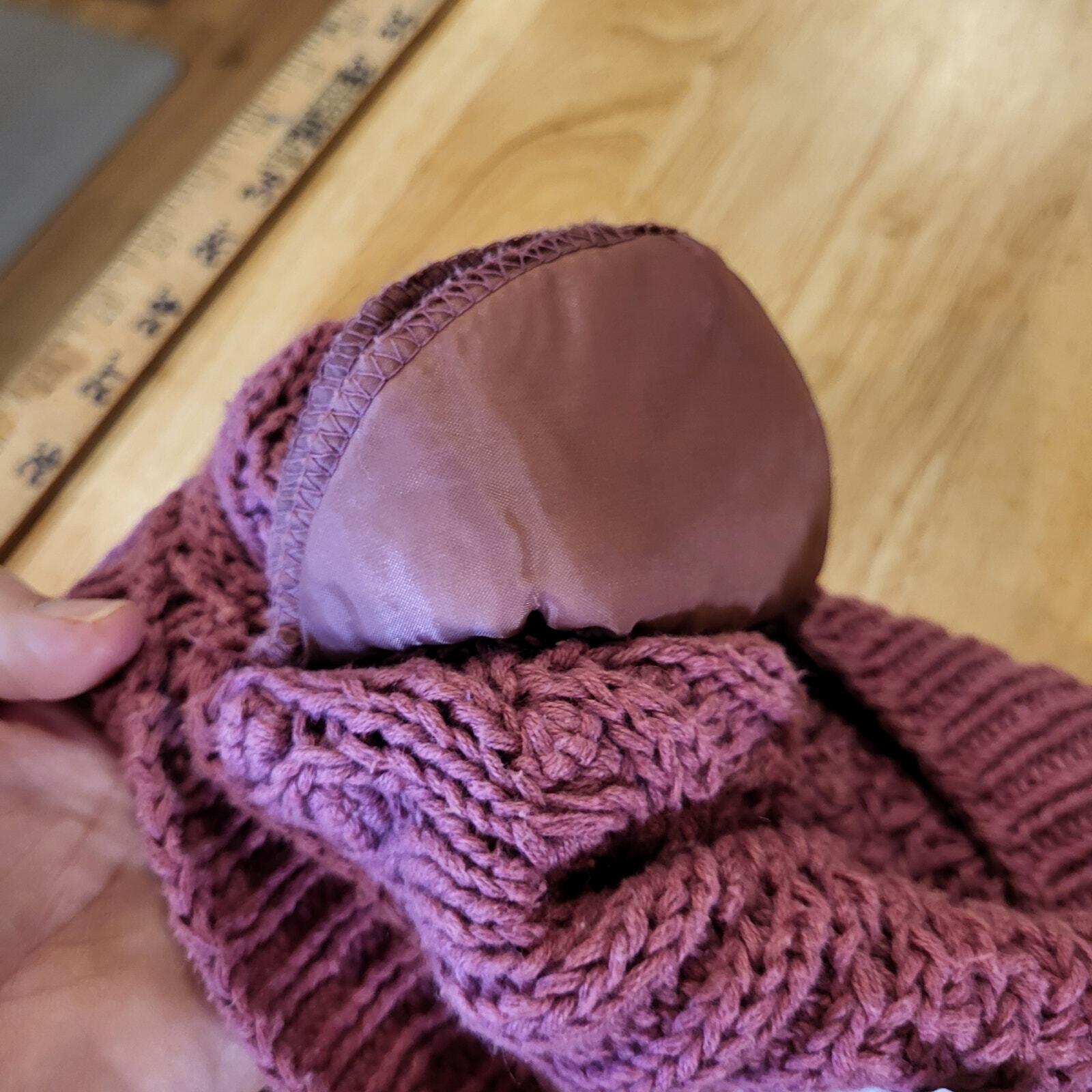 Vintage Express Tricot Handknit 55% Ramie 45% Cotton Pink Oversized Shoulder Pad