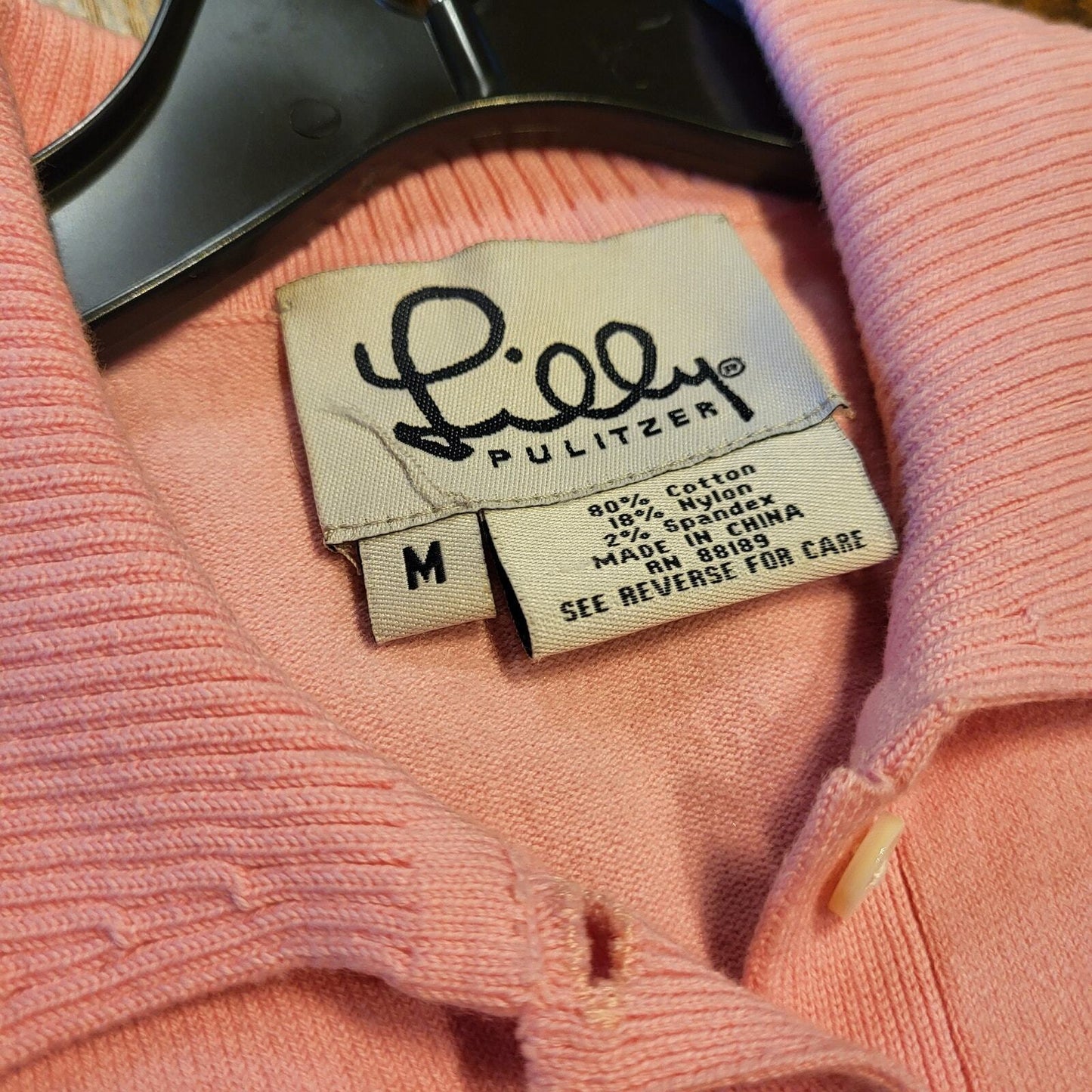 Lilly Pulitzer Pink Cotton Golf Polo Size Medium Collared Stretch Button 19" P2P