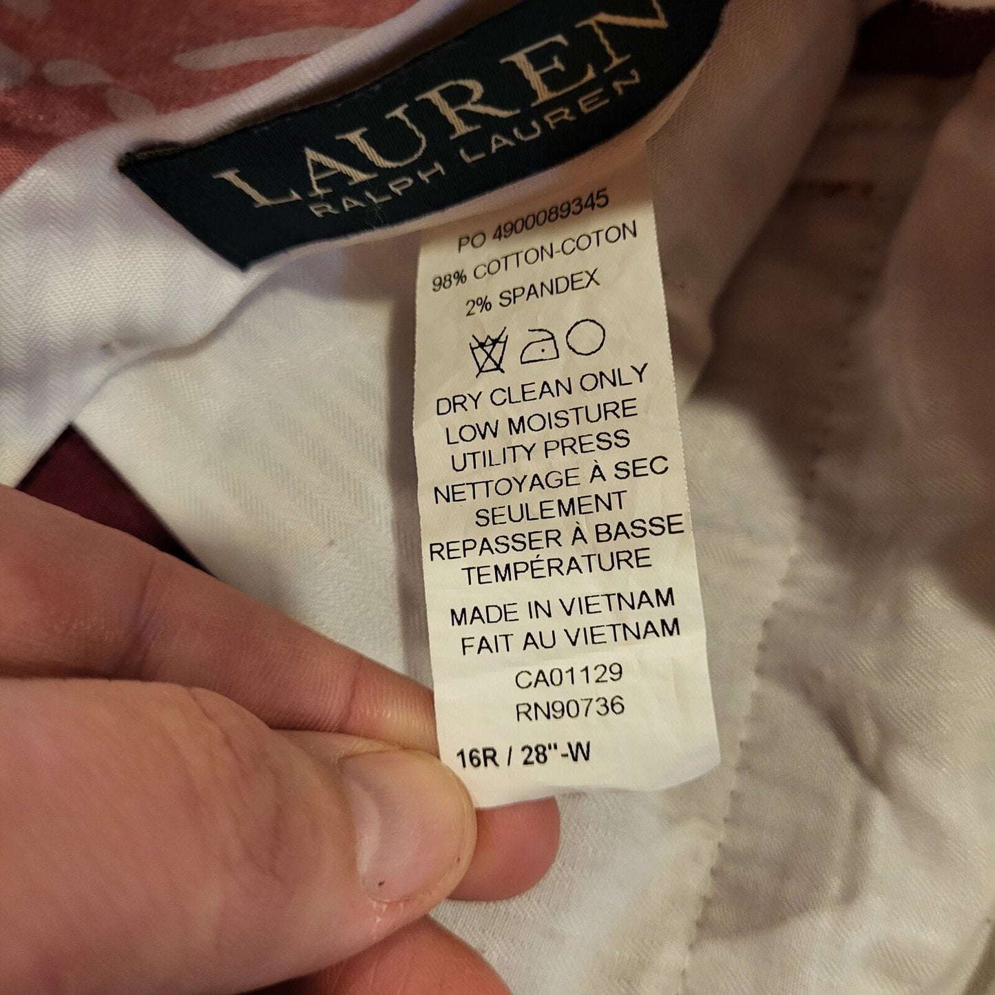   Ralph Lauren 16 Teen Maroon Tuxedo Slacks Side Stripe 28" Waist