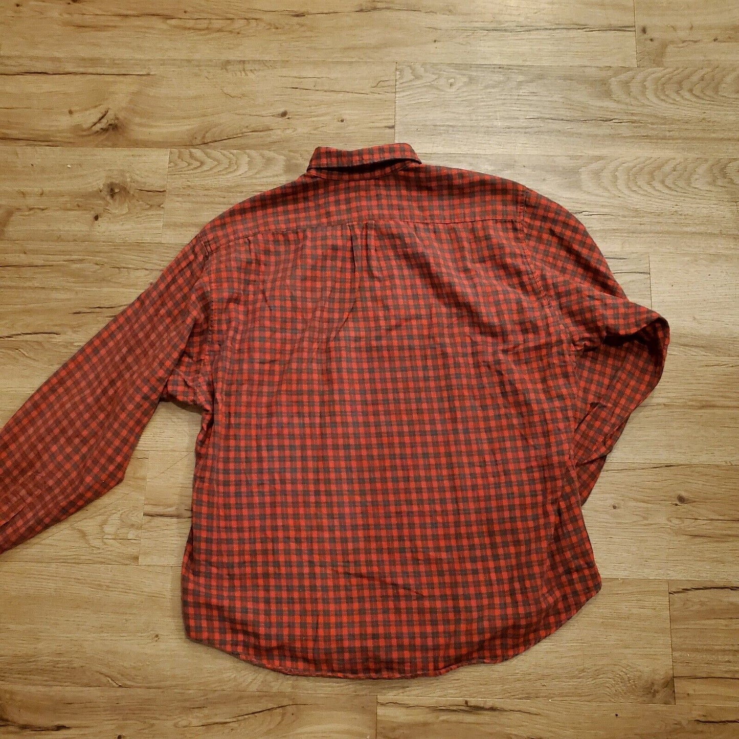 Vintage Ruff Hewn Red Plaid Flannel Shirt Button Yoke Detail Made in USA 12