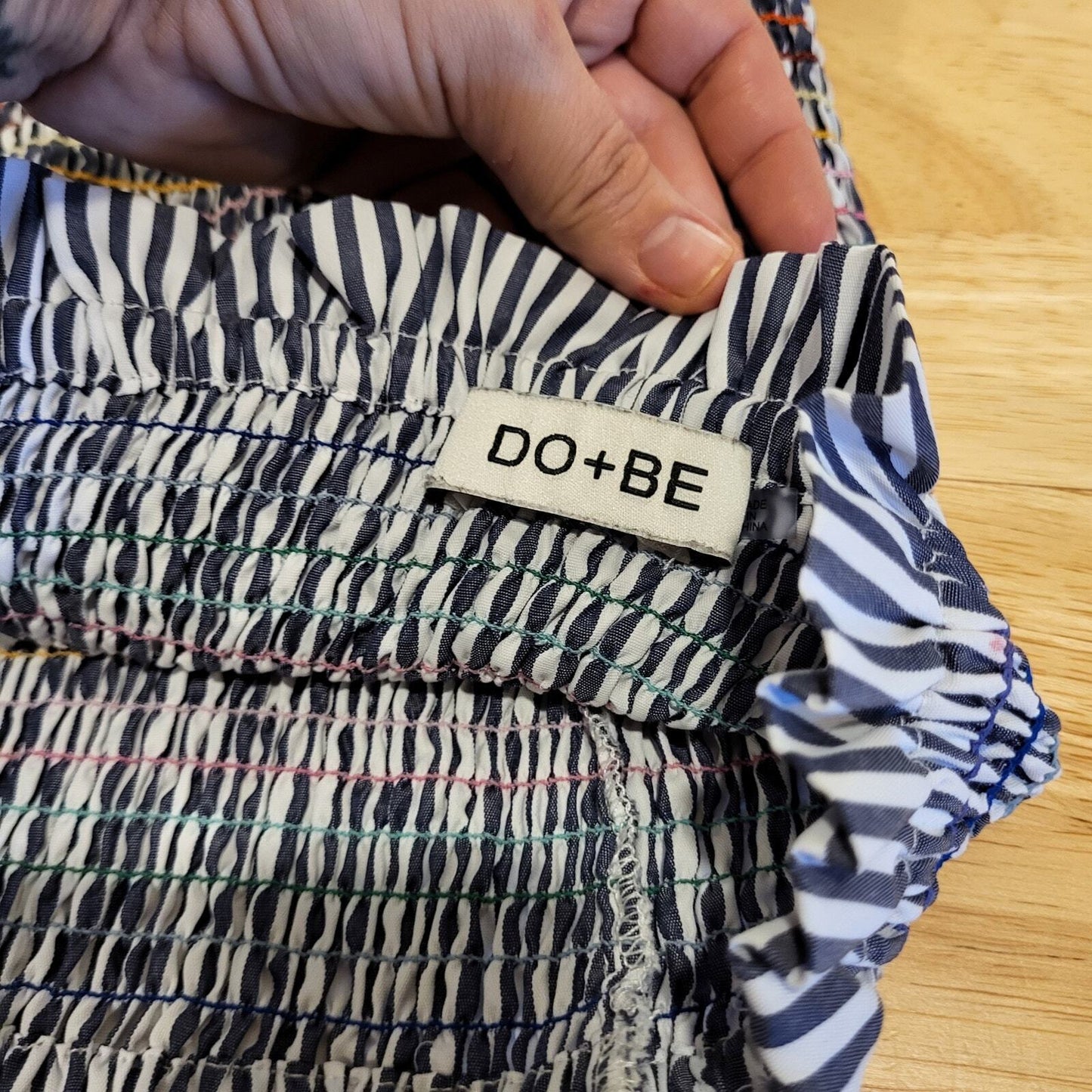 Do+be Sheered Elastic Striped  Tube Top Ruffle Hem Multi-Color 