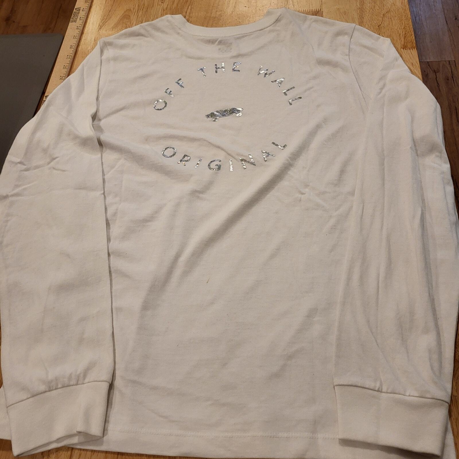 White long sleeve vans Tshirt holographic Print X Large 