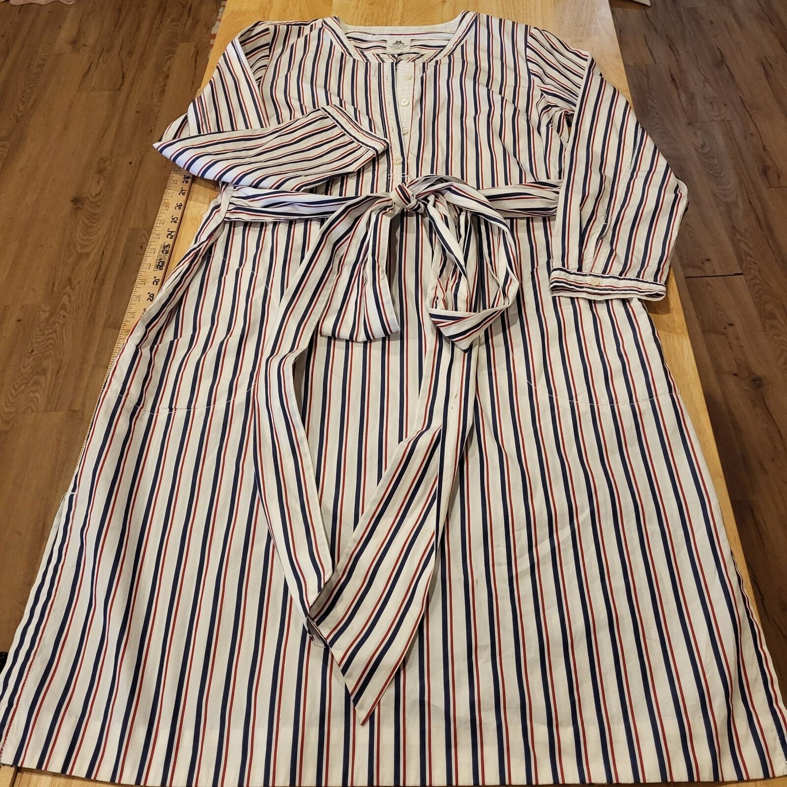 Thomas Mason for J. Crew Red, White, & Blue Striped Shirt Dress 12 100% Cotton