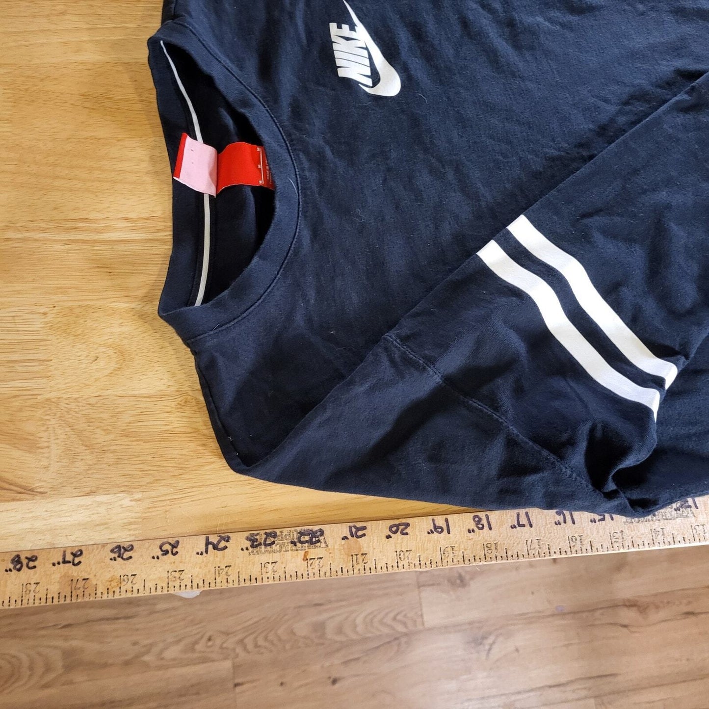 Nike Just Do It Blue White Stripe 3/4 Sleeve Shirt Jersey Medium 
