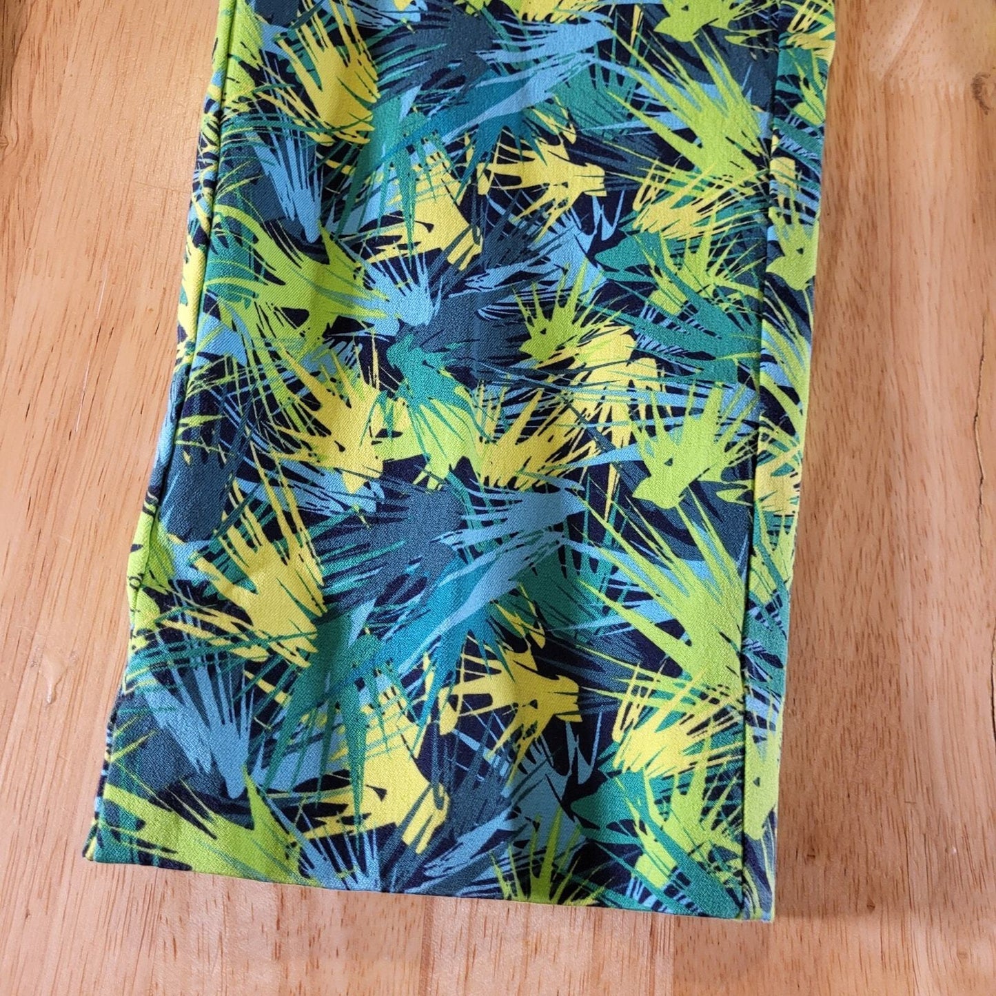 Soft Surroundings Blue & Green Pencil Pants Petite Medium Ankle Slit Colorful
