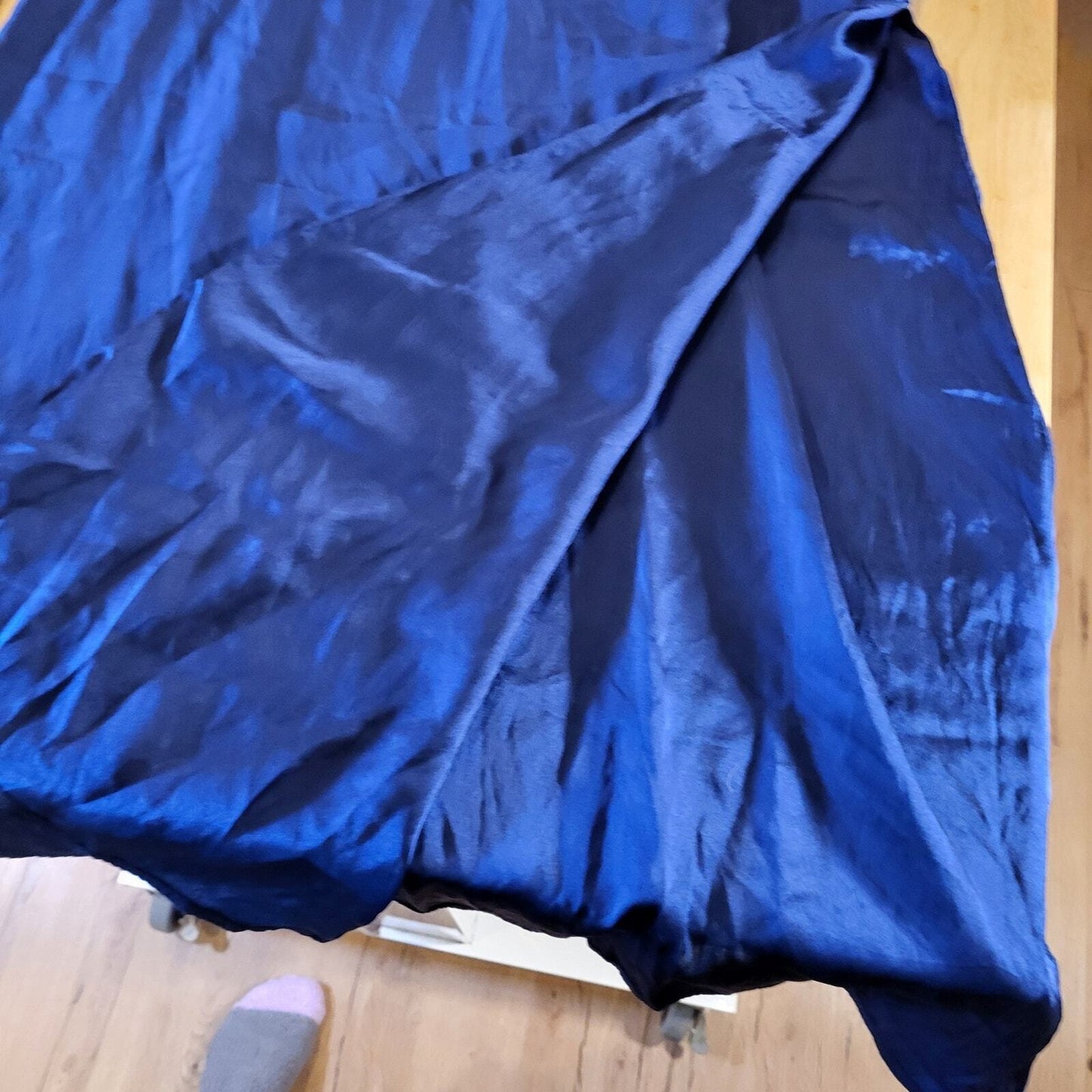 Alice & Trixie Blue Spaghetti Straped Maxi Dress Side Slit Racer Back 16" P2P