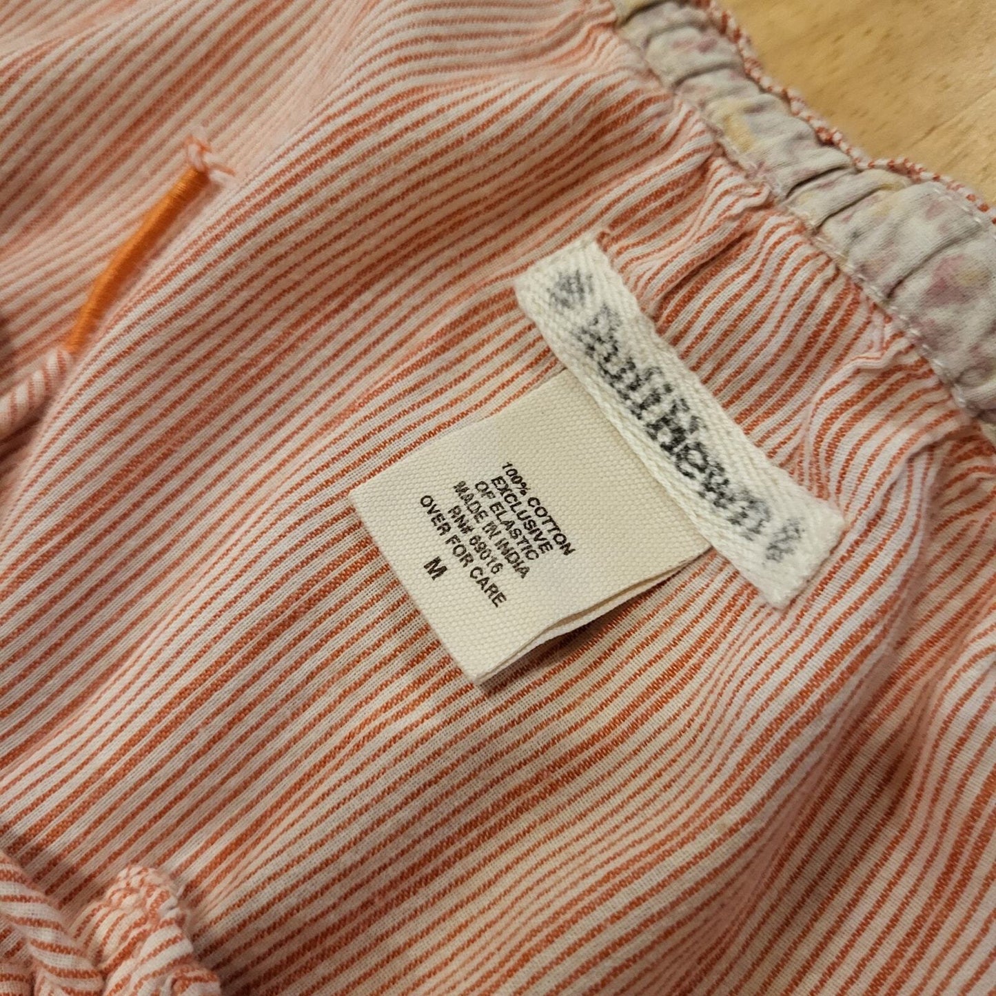 Ruff Hewn 100% Cotton Medium Red Striped Blouse Elastic Cap Sleeve 