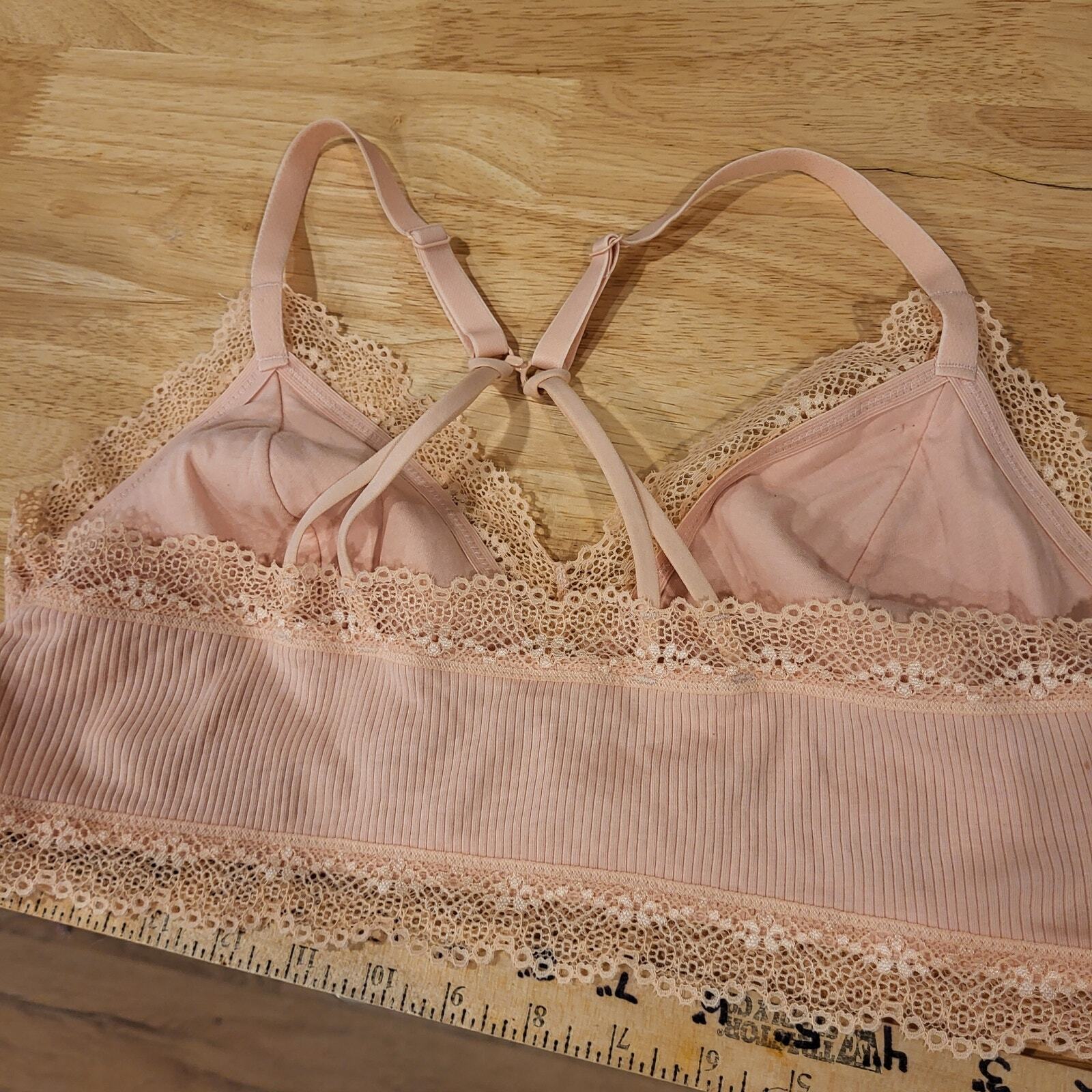 Colsie Peach Lace Bralette Adustable Straps XL Cotton 30" 