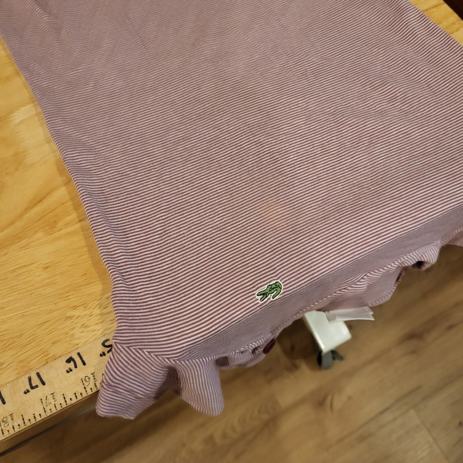 Lacoste Burgundy Short Sleeve Jersey Striped T-shirt 38