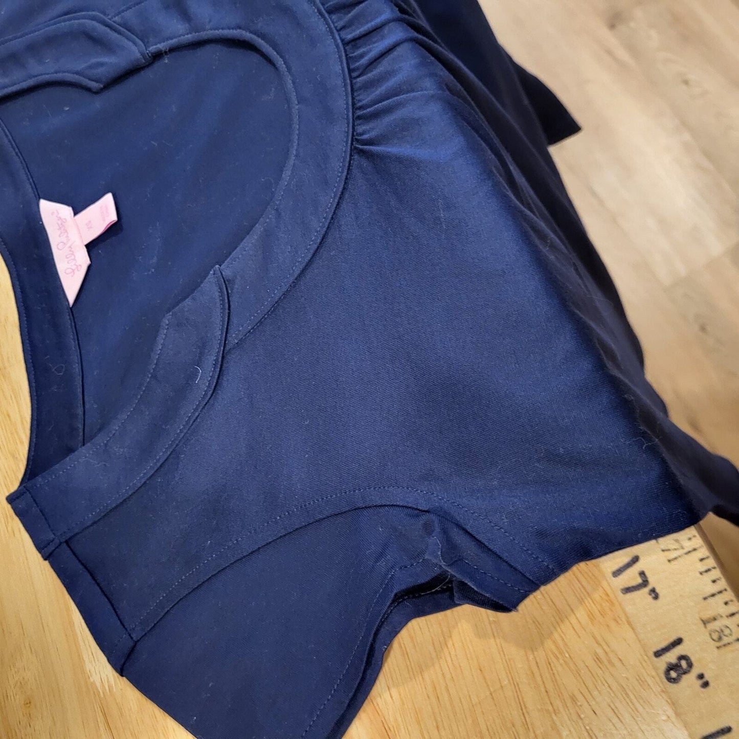 Lilly Pulitzer Navy Blue T-shirt Neck Detail Small 100% Cotton 