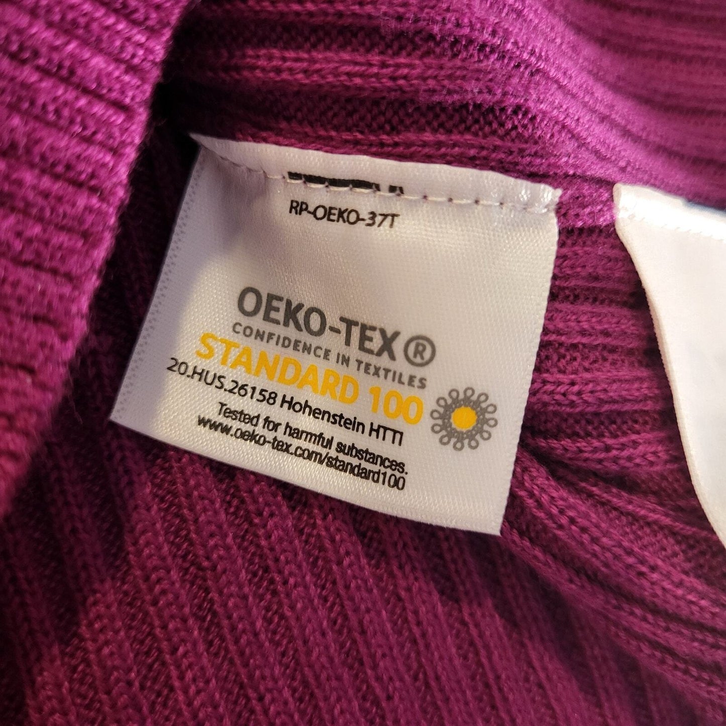Lands End Purple Pink Scalloped Edged Knit Sweater XL 14" P2P 25" Long 