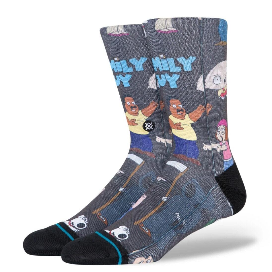 NWT Stance Family Guy Socks Black Background Large Cotton Blend Crew