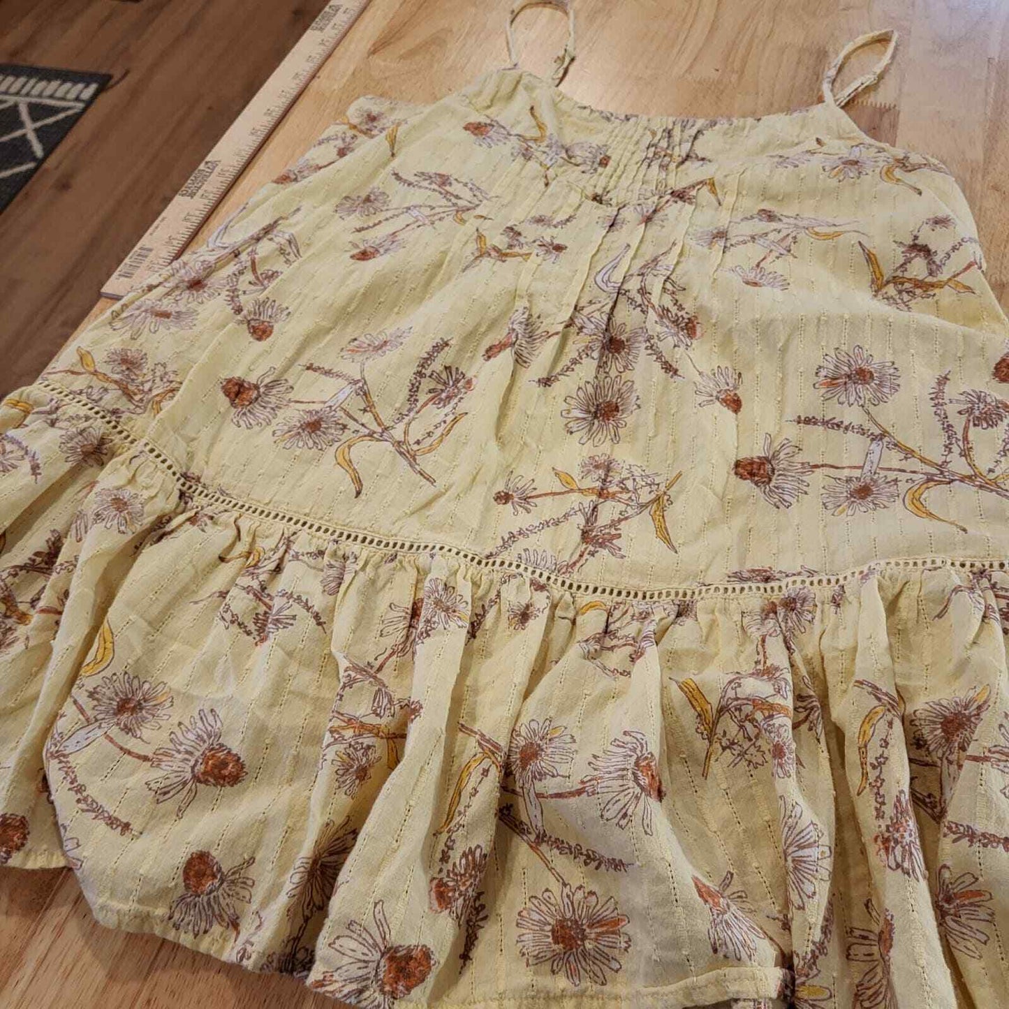 Yellow Urban Outfitters Floral Spaghetti Strap Dress Short
