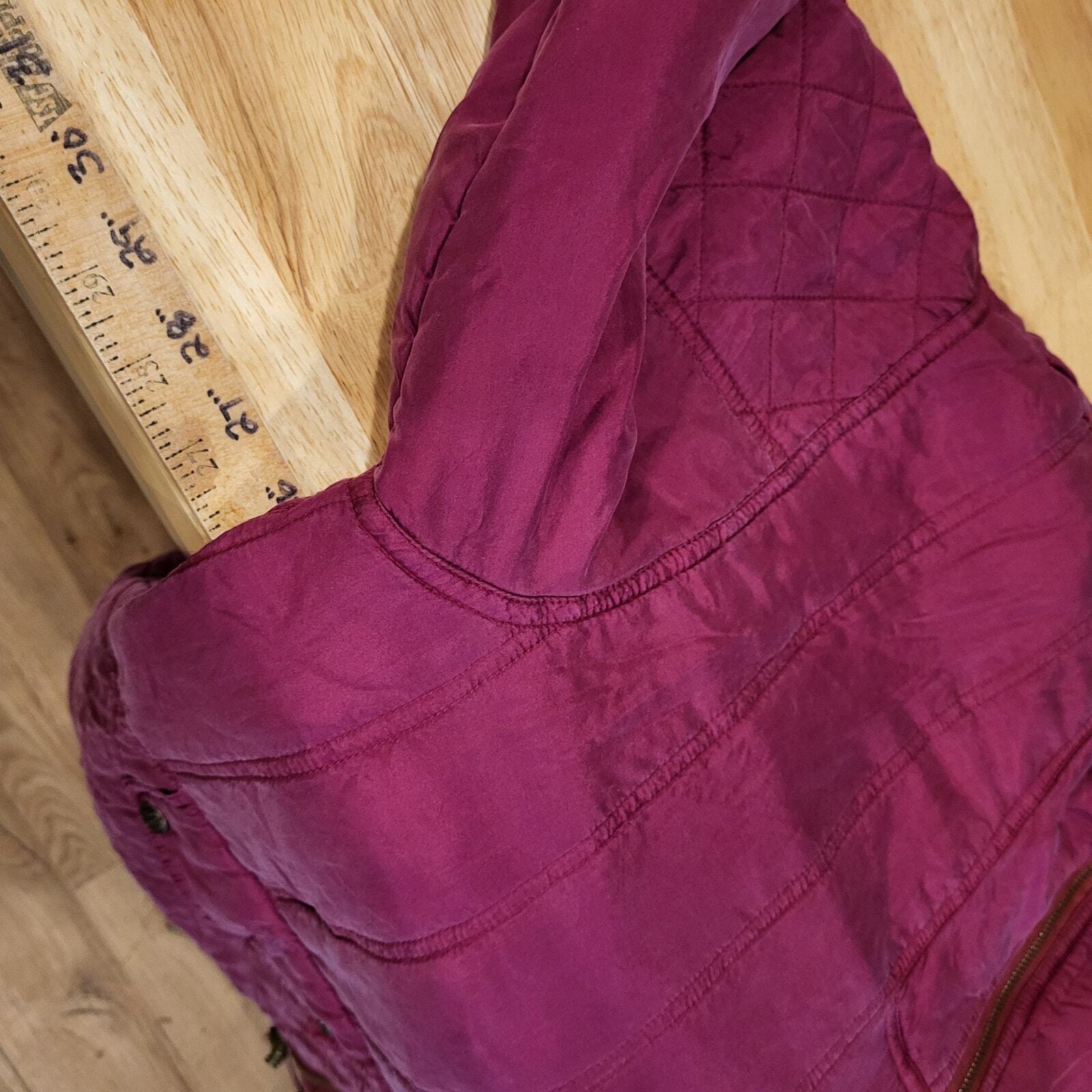 Vintage Active Club 100% Silk Puff Jacket Pink Fuscia Pockets Snap Toggle XL