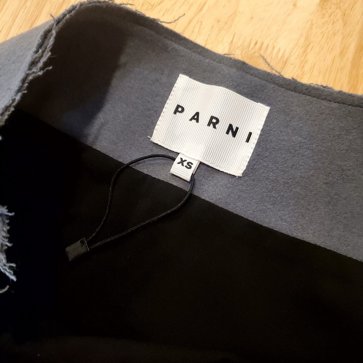 Parni A Line Skirt XS Lined Raw Hem 28" Waist Grey Wool Blend Flannel Zipper