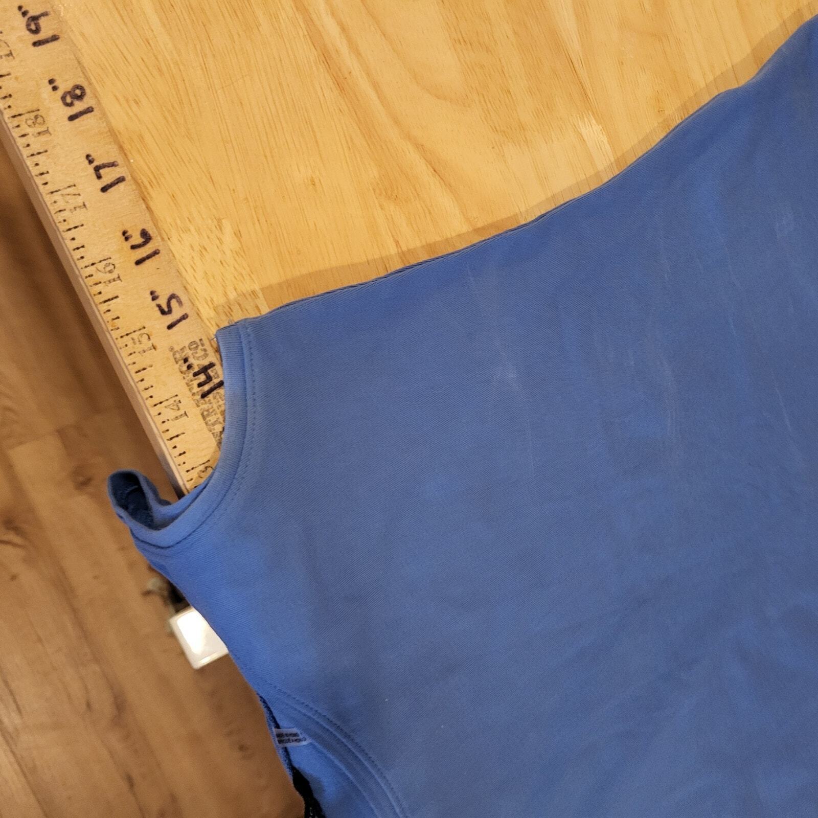 Nic+Zoe Blue Cotton Tank Top Stretch Knit cotton/spandex 14" p2p 21" long