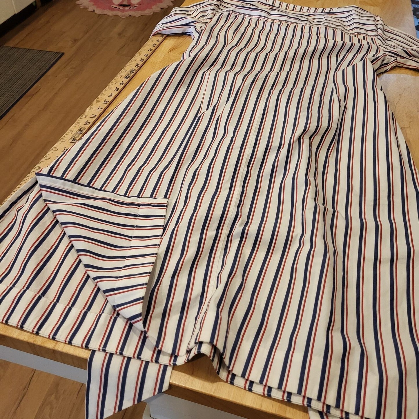 Thomas Mason for J. Crew Red, White, & Blue Striped Shirt Dress 12 100% Cotton