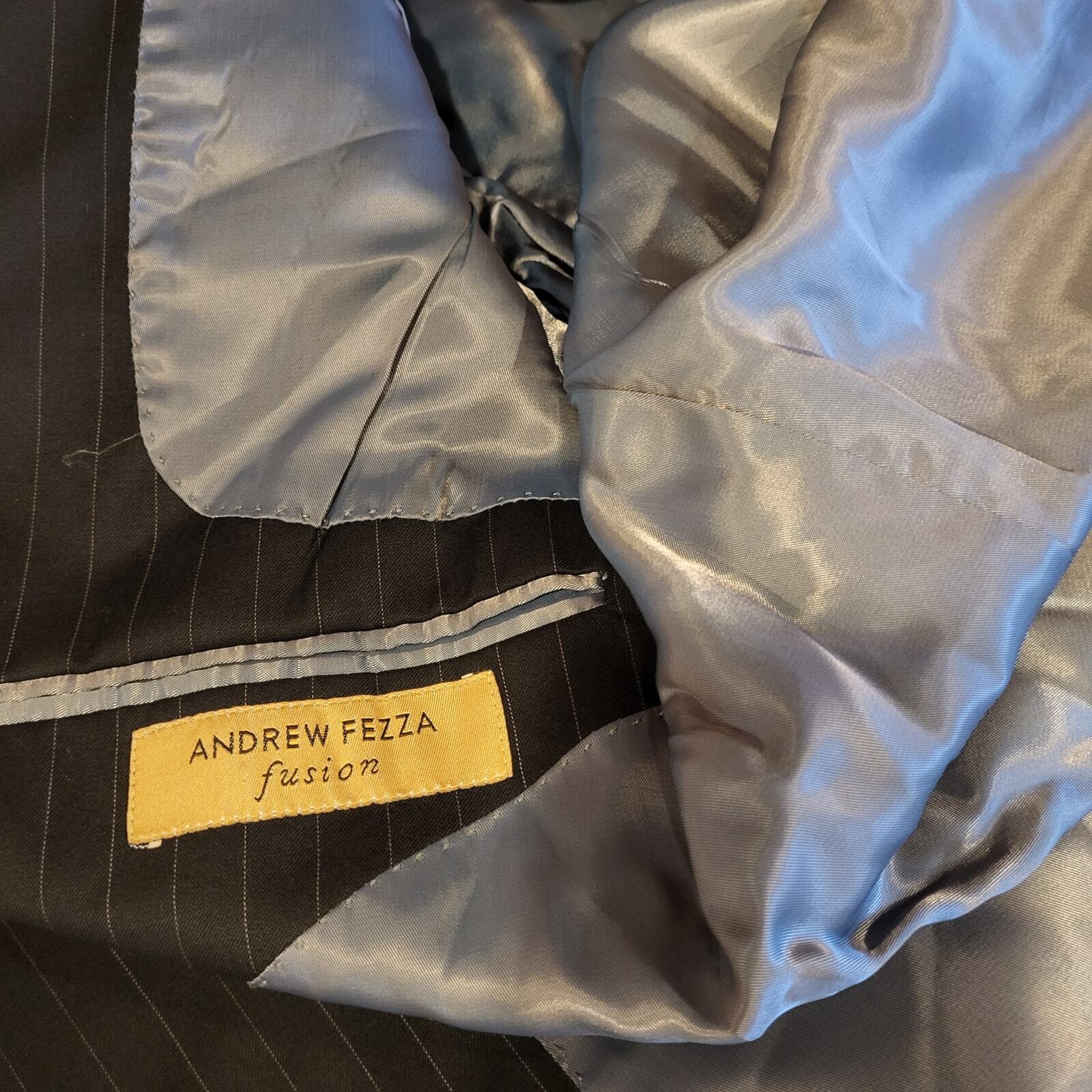 Andrew Fezza Fusion Men's Suit Coat & Pants 34" Waist 20" P2P Pinstripe pleated