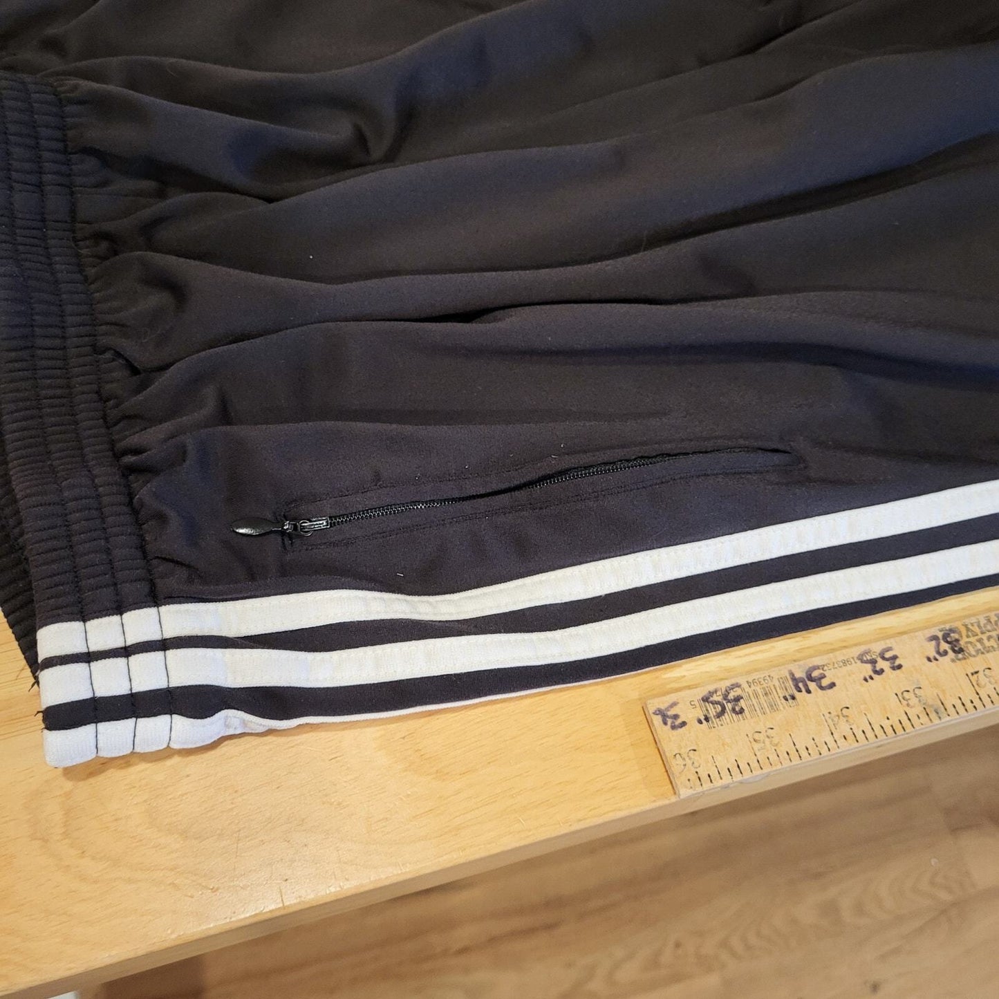 Adidas Extra Large Black Break Away Track Pants Elastic Waist Snap Stripe white