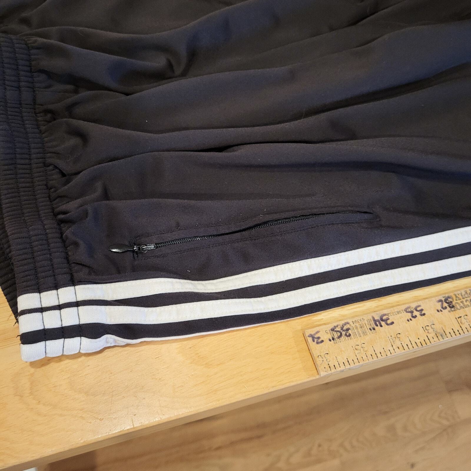 Adidas Extra Large Black Break Away Track Pants Elastic Waist Snap Stripe white