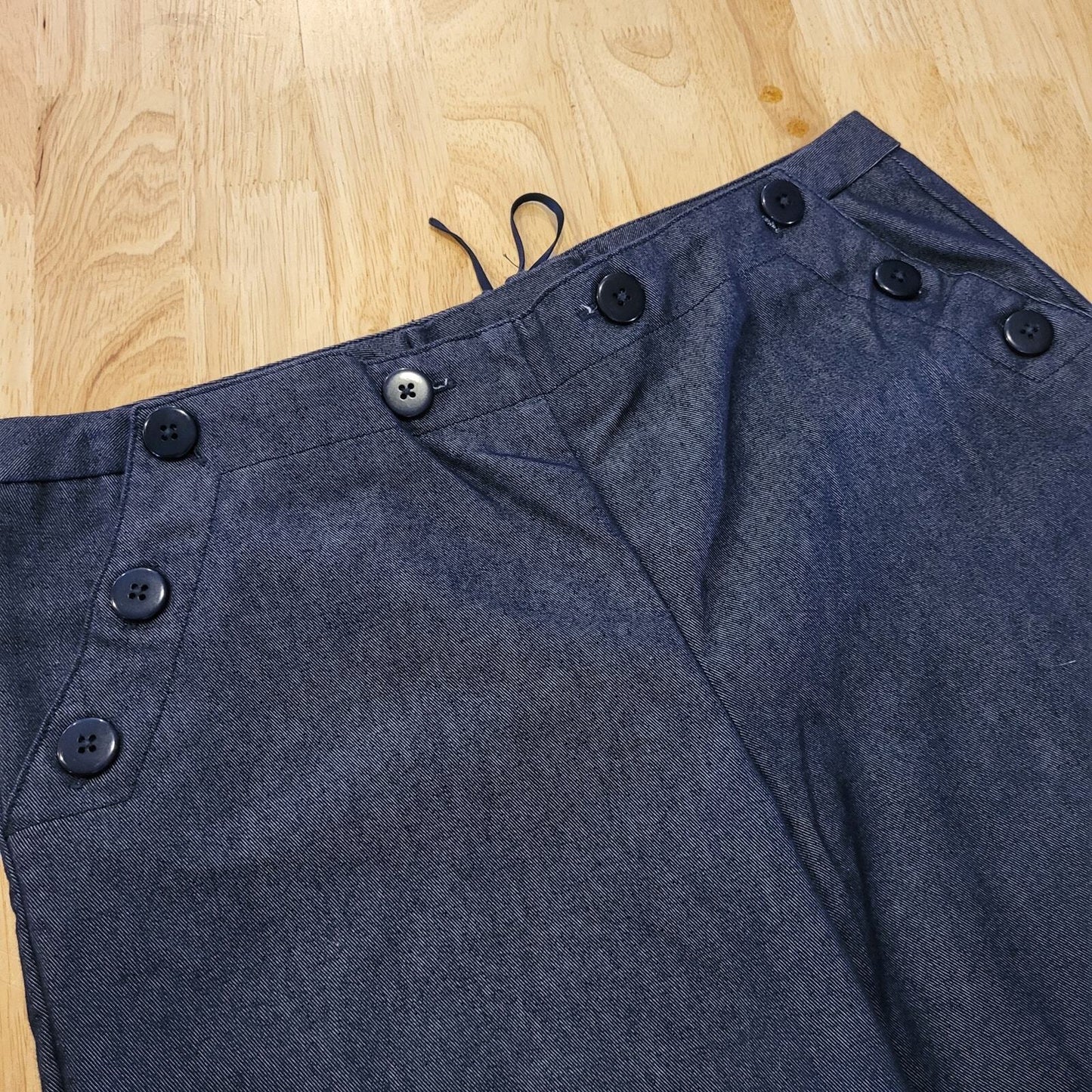Express Stretch Blue Sailor Pants Wide Let Button Pocket 9/10 Denim 30" Waist