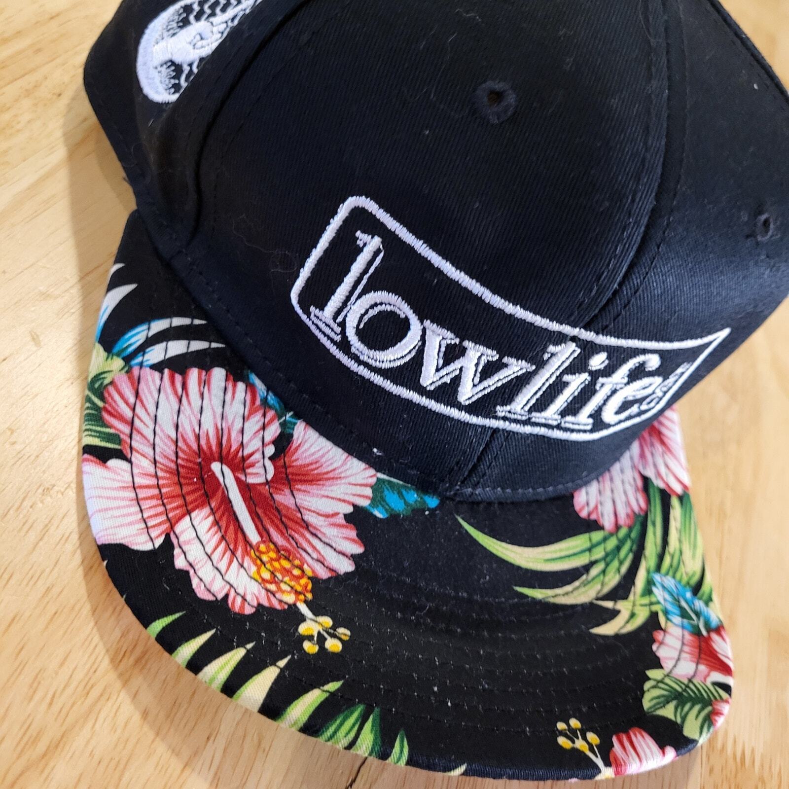 Lowlife Bar Floral BLACK baseball hat Folly Beach South Carolina Snap Back